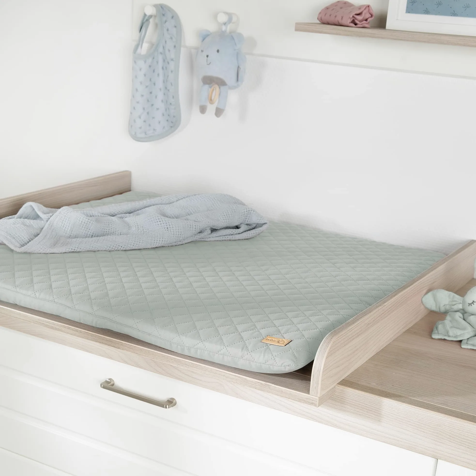 roba Colchon Cambiador Bebe roba Style 85 x 75 cm - Suave y Impermeable - con Diseño Acolchado para Mesas de Cambio de Bebés - Fácil de Limpiar - Verde