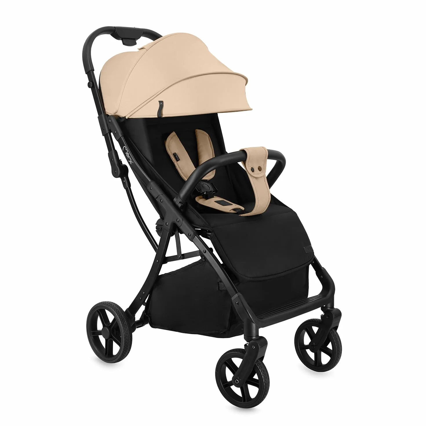 MoMi PAOLA Silla de Paseo Ligera y Compacta hasta 22 kg, Plegado Automático, Arnés de 5 Puntos, Ruedas con Suspensión, Cesta de Almacenamiento, Portavasos