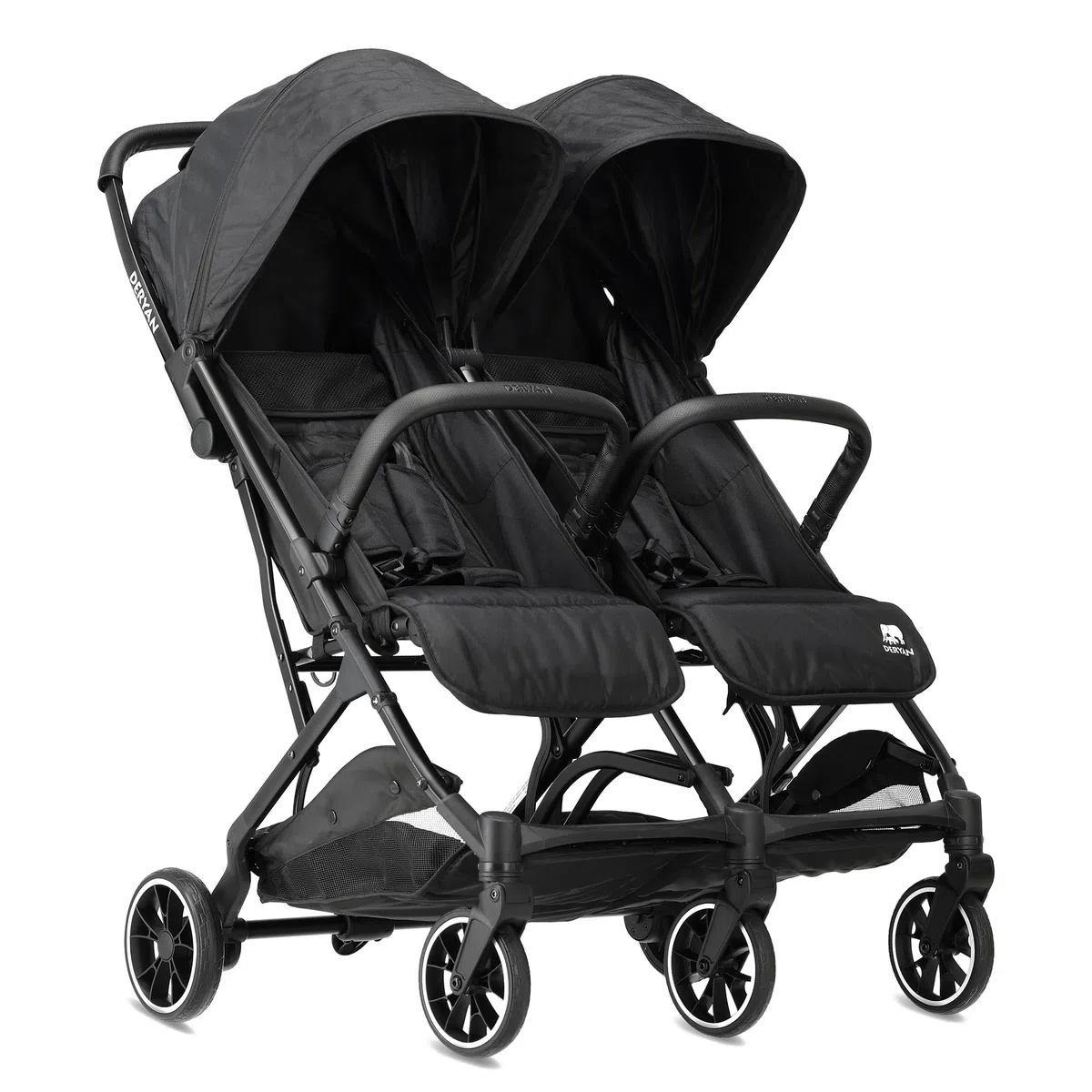 Deryan Rolo X2 Cochecito de bebé - 2 en 1 - pequeño y plegable - desde el nacimiento hasta 4 años - Capacidad por asiento hasta 44 kg - Cochecito infantil plegable - compacto y plegable - Negro