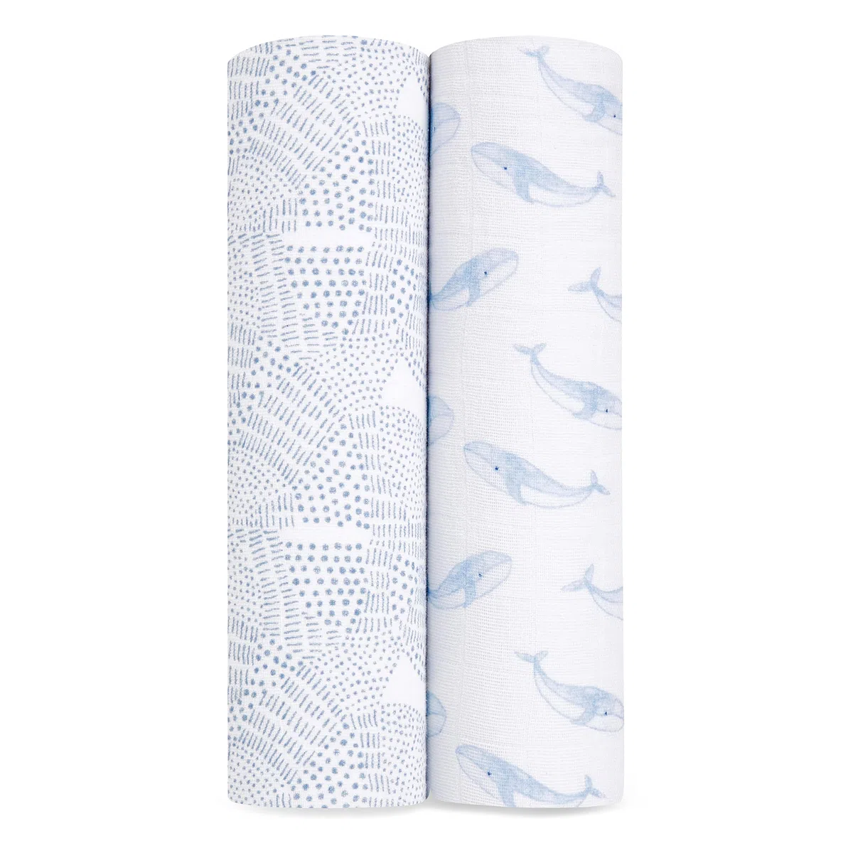 aden + anais Oceanic - Juego de 2 Mantas de Muselina orgánica 100% Transpirable para bebés y niños, diseño Estampado de Estrellas, Color Azul, Gales, artículos Esenciales para Dormir para recién