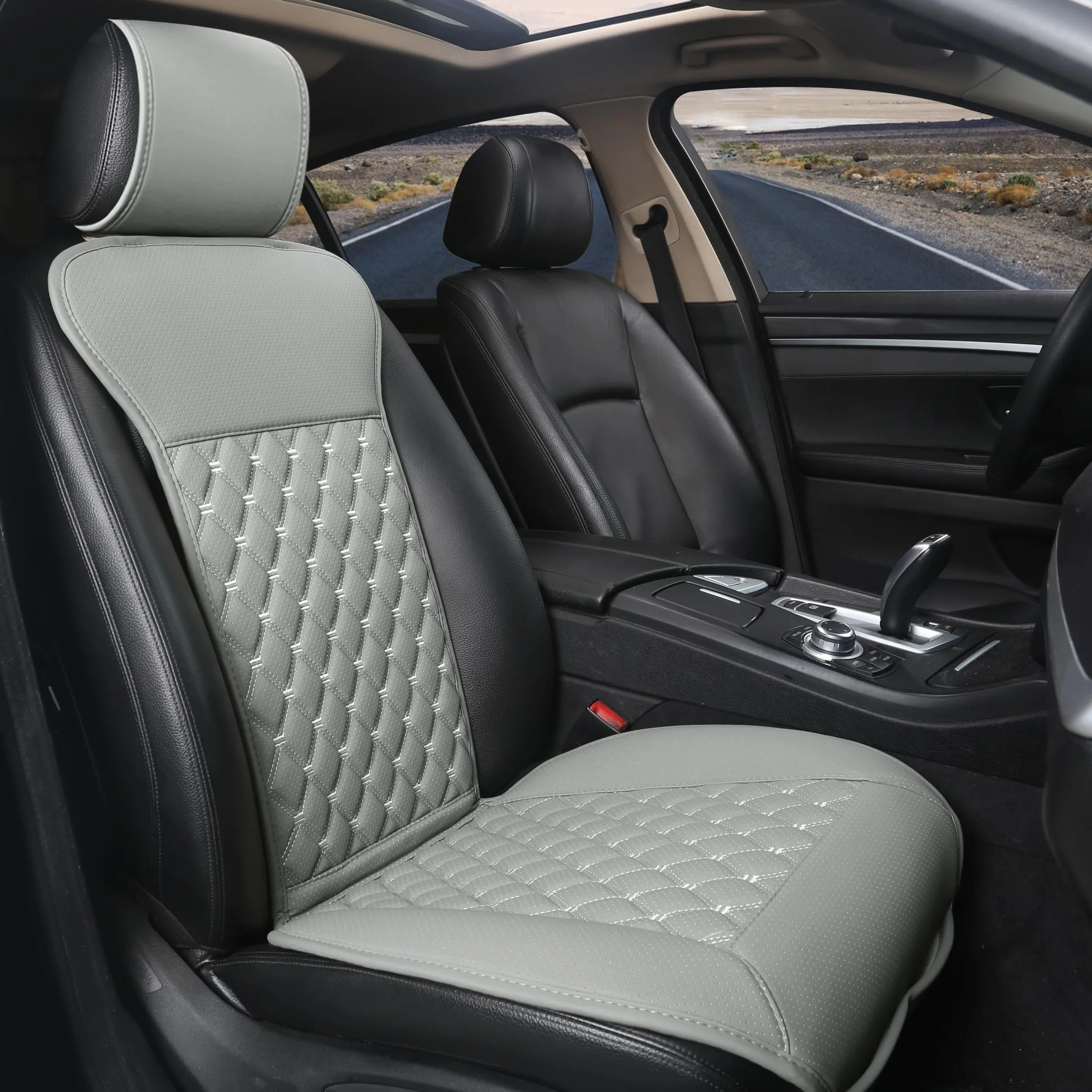 Black Panther 1 Pieza Funda Coche Asiento con Respaldo Accesorios De Coche Apto para Uso en Cuatro Estaciones(Gris)
