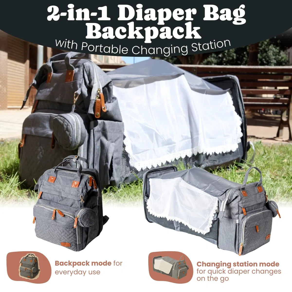Mochila Bebe Pañalera con Cambiador Portátil - Mochila Carro Bebé Impermeable Gran Capacidad