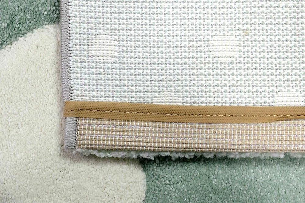 CARPETIA Moqueta de Juego para Niños Alfombrilla Infantil Corazones Estrellas y Puntos Verde Gris Crema - de fácil Cuidado Größe 120 cm Rund