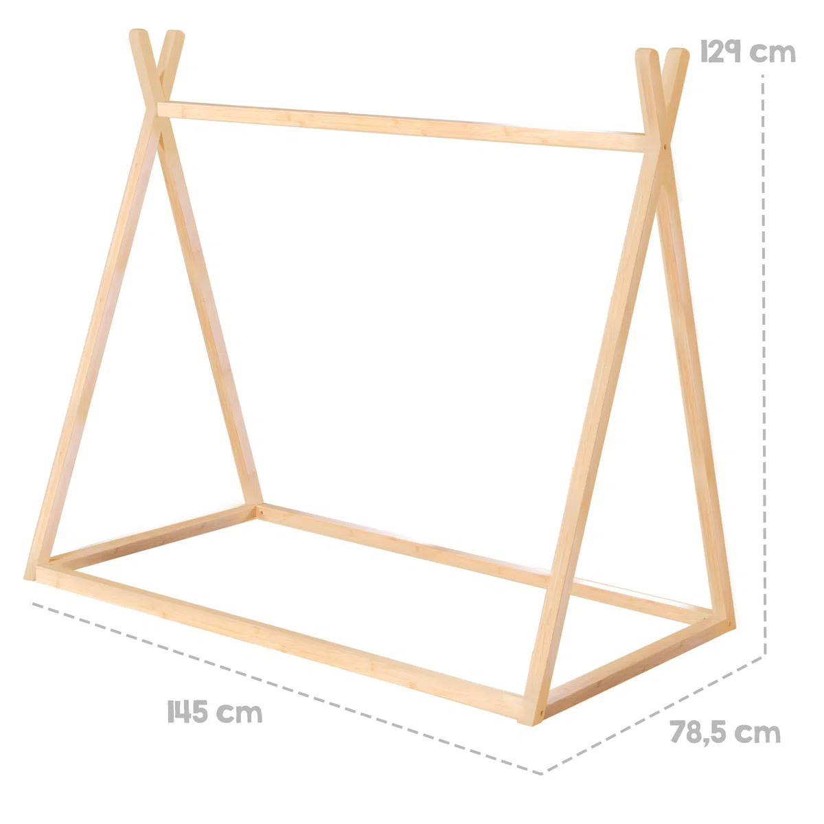 roba Cuna Tipi 70 x 140 cm en Forma de Tienda - Cama Infantil Según Principio Montessori - Fabricada en Madera de Bambú Certificada por FSC - Lugar para Jugar, Leer y Abrazar - Natural