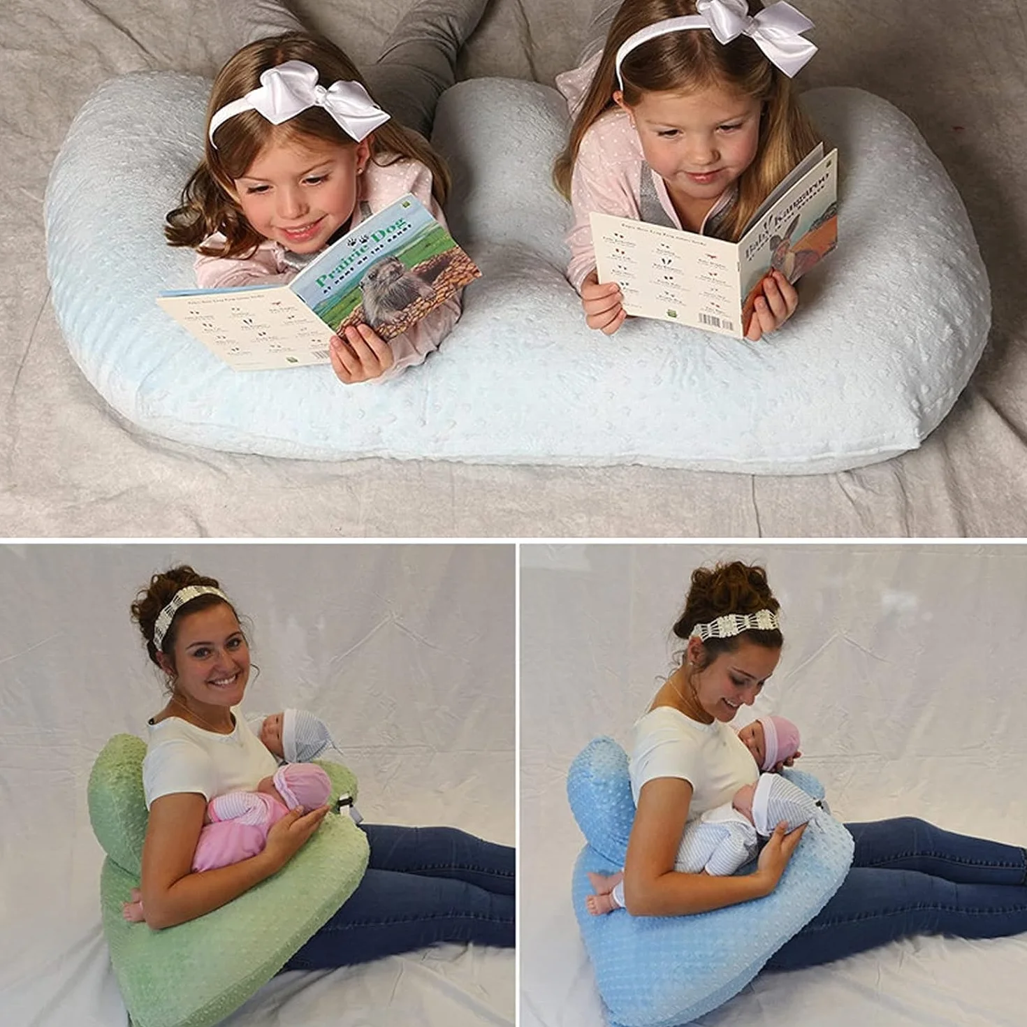 Almohada multifuncional de lactancia para gemelos para amamantar – Almohada de apoyo para lactancia para gemelos y embarazo | Almohada de apoyo de algodón lavable a máquina (Gris)