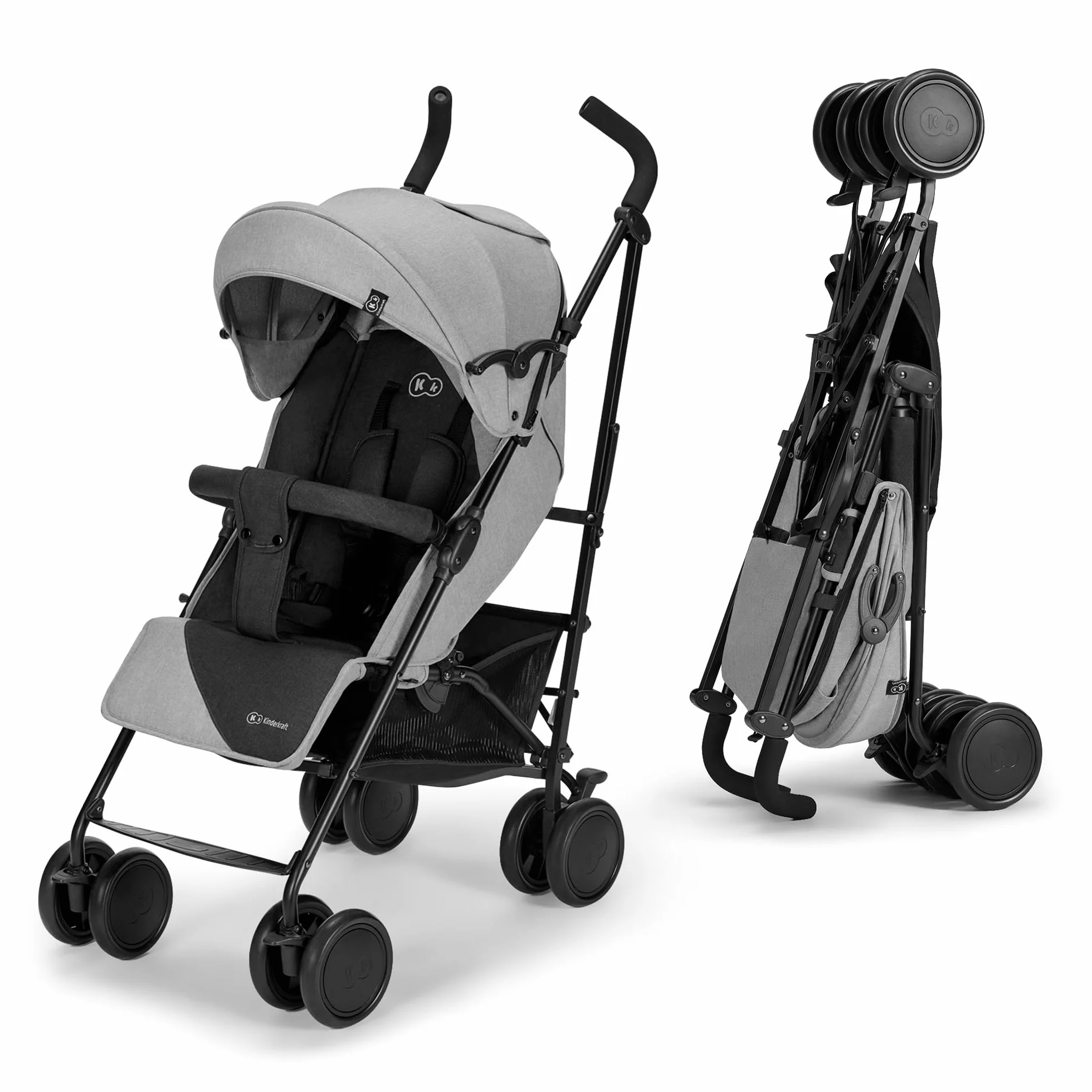 Kinderkraft Silla de Paseo SIESTA, Carrito paraguas, Posición tumbada, Plegable, hasta 22 kg, Gris