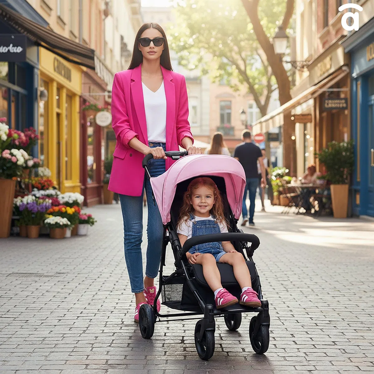 Asalvo CÁDIZ Silla de Paseo Ultraligera para bebé, Carrito de paseo, Respaldo Reclinable, Cochecito urbano, Arnés 5 Puntos, SPF50+, Capota con Ventana, Manejable y Máxima Seguridad, Hasta 17 kg, Rosa