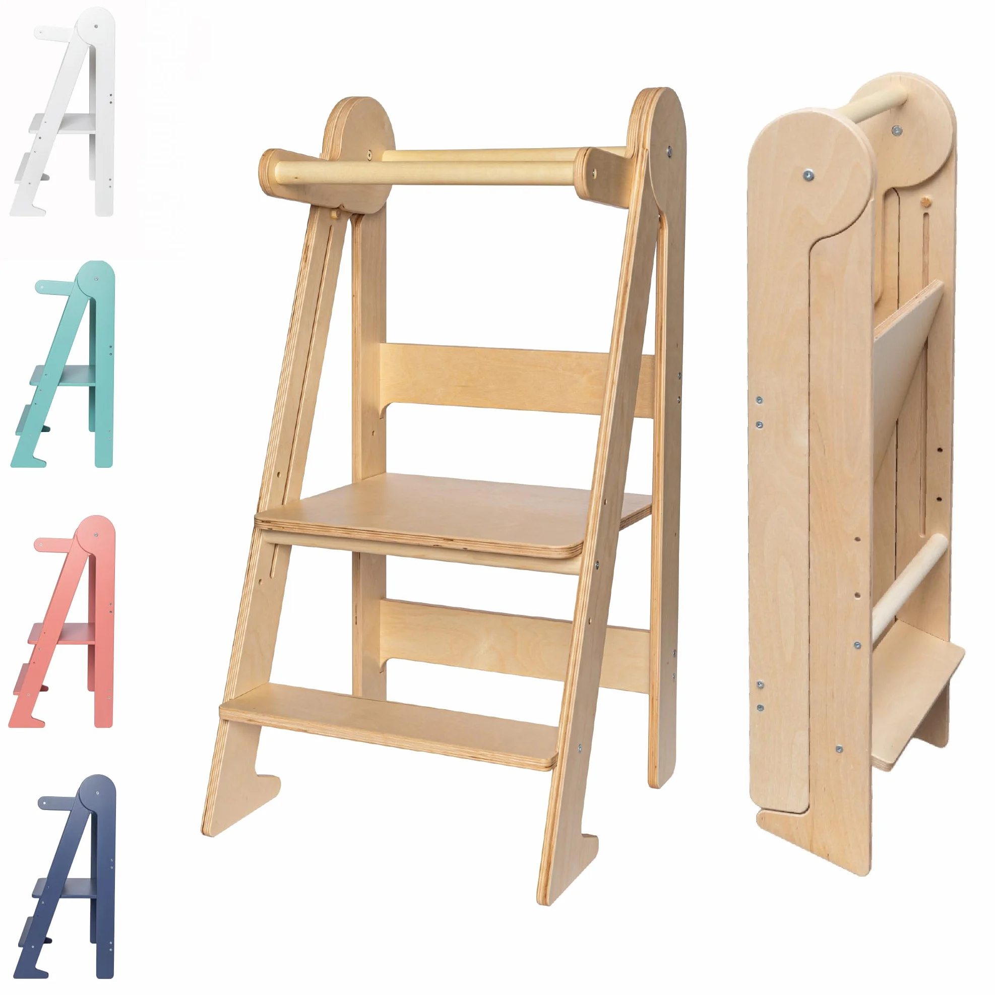 TOYBOX Torre de Aprendizaje Plegable Montessori Madera Natural