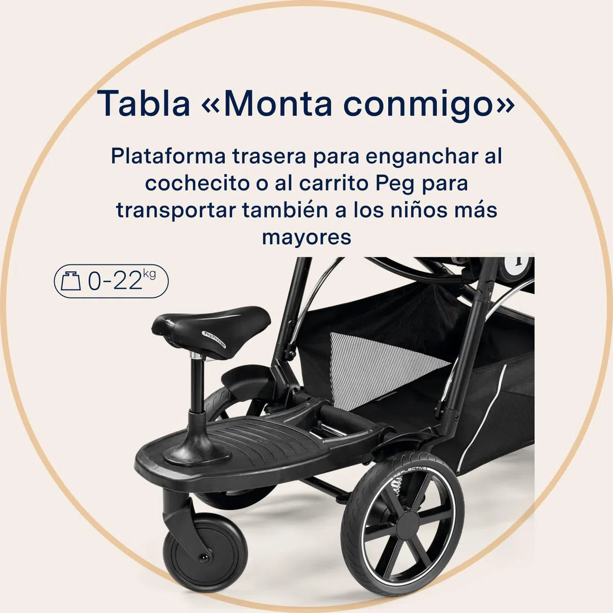 PEG Ride With Me Board - Patinete Trasero para Segundo Niño - Compatible con Sillas de Paseo Veloce y Vivace de Peg