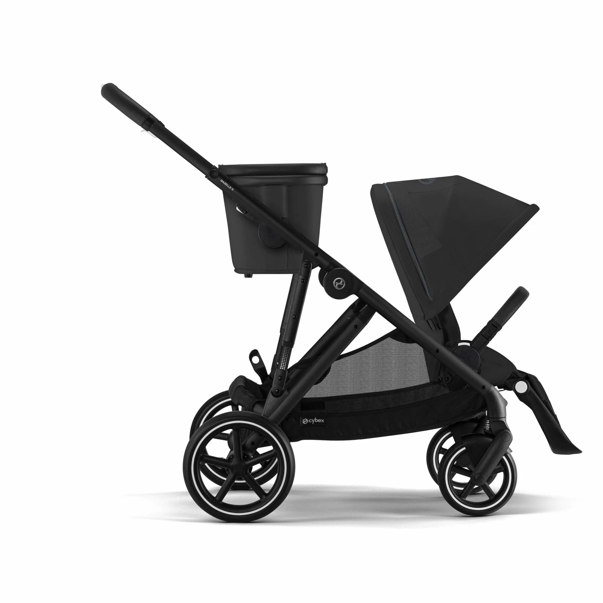 CYBEX Cochecito dorado GAZELLE S, Desde el nacimiento hasta los 4 años aprox., Máx. 22 kg (modo individual) / 2x 22 kg (modo Dúo), Sistema todo en 1 con 20+ configuraciones, Moon Black
