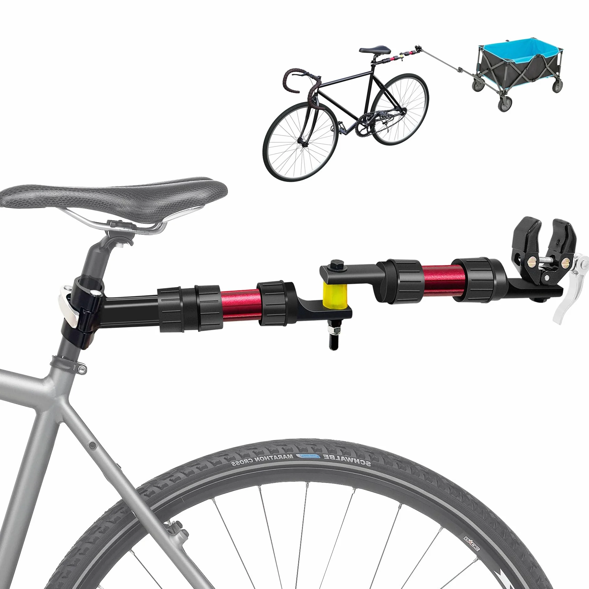 Mimoke Adaptador de remolque de bicicleta – Diseño modular de nailon, sistema de amortiguación y dirección, adecuado para bicicletas con diámetro de tubo de asiento de 27 – 32 mm