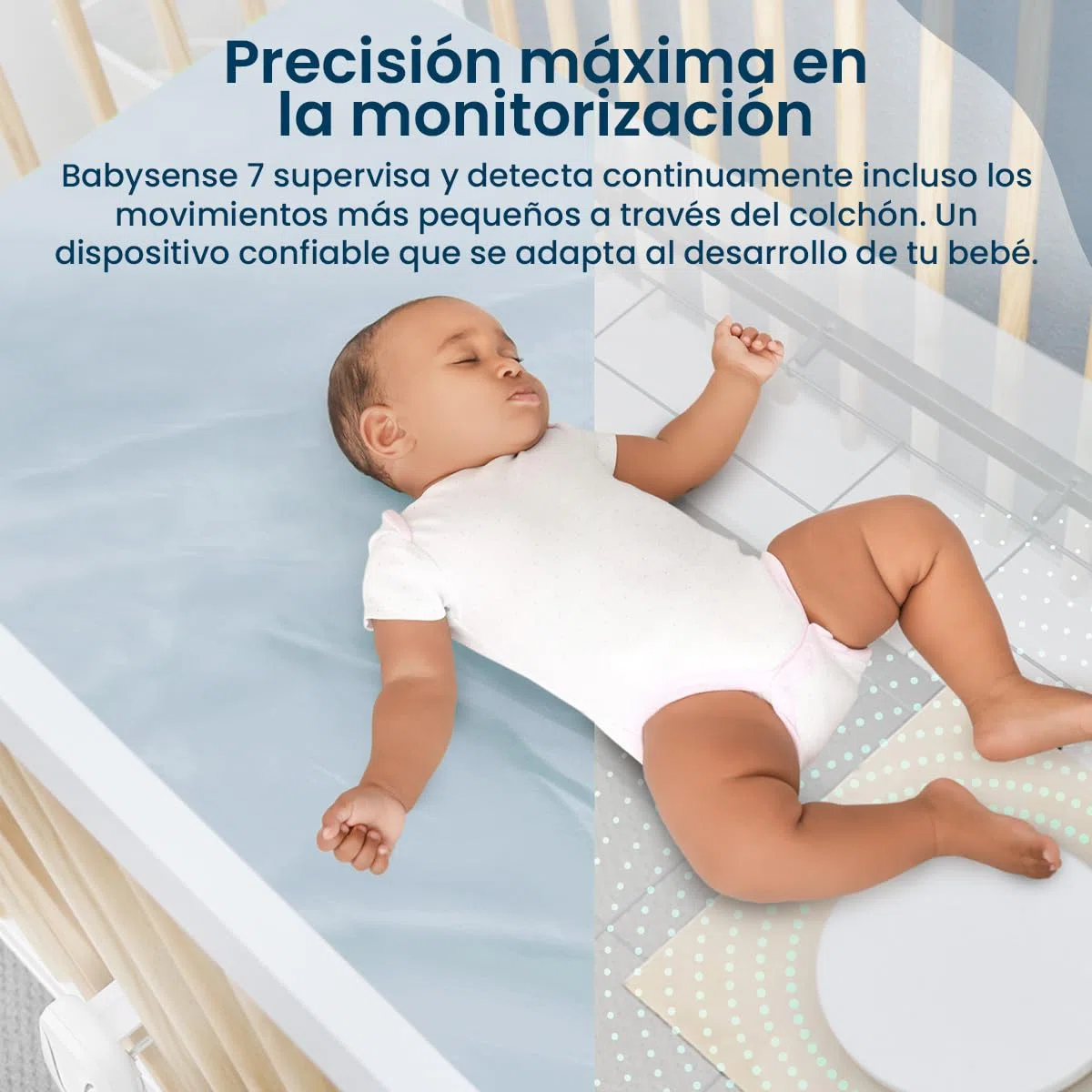 Babysense Monitor para Bebés con Alertas de Respiración en Tiempo Real, Notificaciones de Irregularidad, Certificación Médica Monitor sin Contacto, Cobertura Completa con 2 Sensores