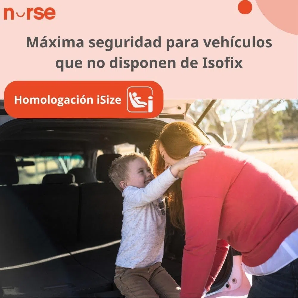 Nurse Traffic Silla de Coche i-Size 40-150 cm, 0-12 Años, Sin Isofix, Contramarcha, Reclinable, con Reductor, Instalación con Cinturón, Negro