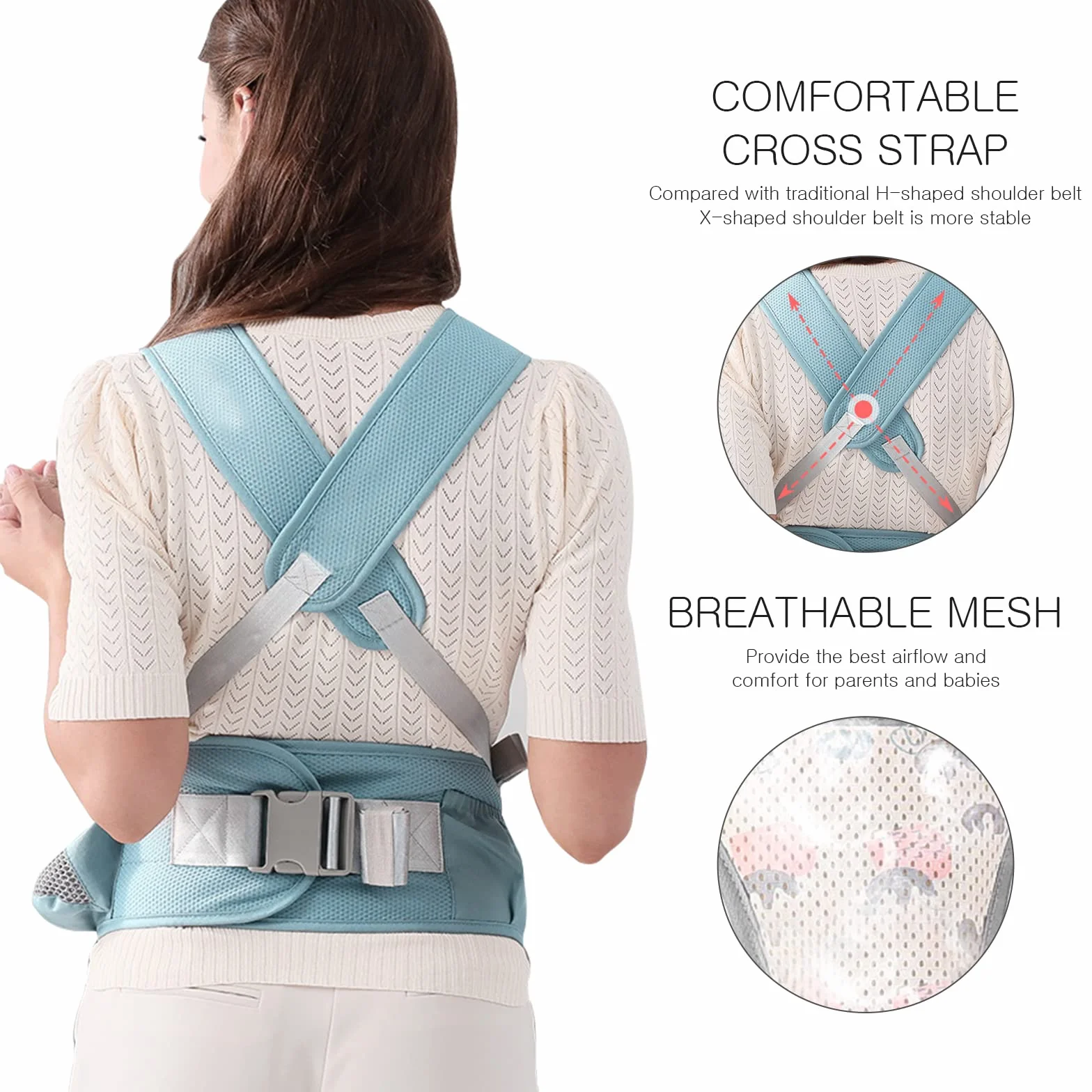 SONARIN Transpirable Simple Portabebé Asiento de Cadera,Mochila Portabebés con Asiento de Cadera Ergonómico Portador de Bebé Portabebés Multifuncional para Recién Nacidos 0-36 Meses(Gris)
