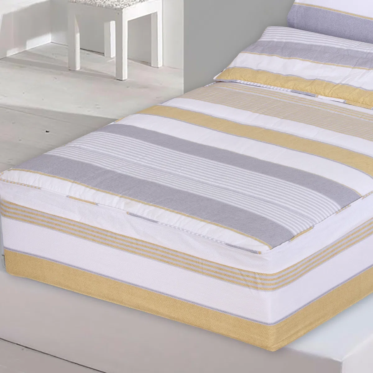 DHESTIA HOME Saco Nórdico con Cremallera Edredón Ajustable Cama Infantil Zarautz Ocre Color Ocre Talla Cama 105