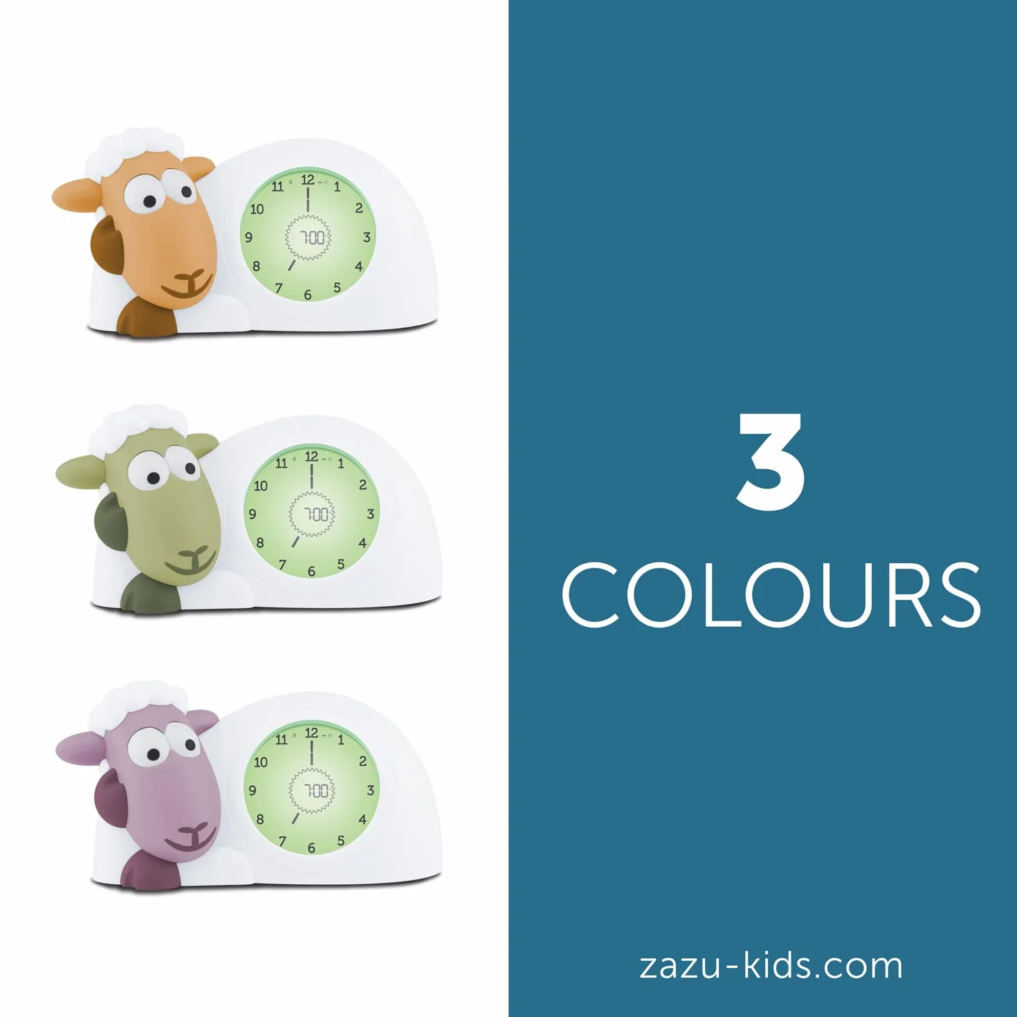 Zazu Reloj Despertador Digital para niños y bebés, ZA-SAM-08, Camel