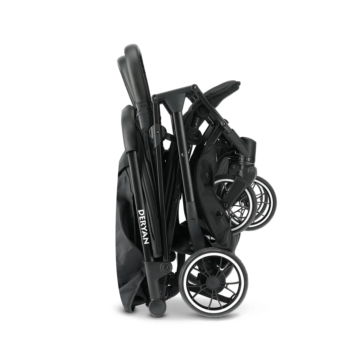 Deryan Rolo X2 Cochecito de bebé - 2 en 1 - pequeño y plegable - desde el nacimiento hasta 4 años - Capacidad por asiento hasta 44 kg - Cochecito infantil plegable - compacto y plegable - Negro