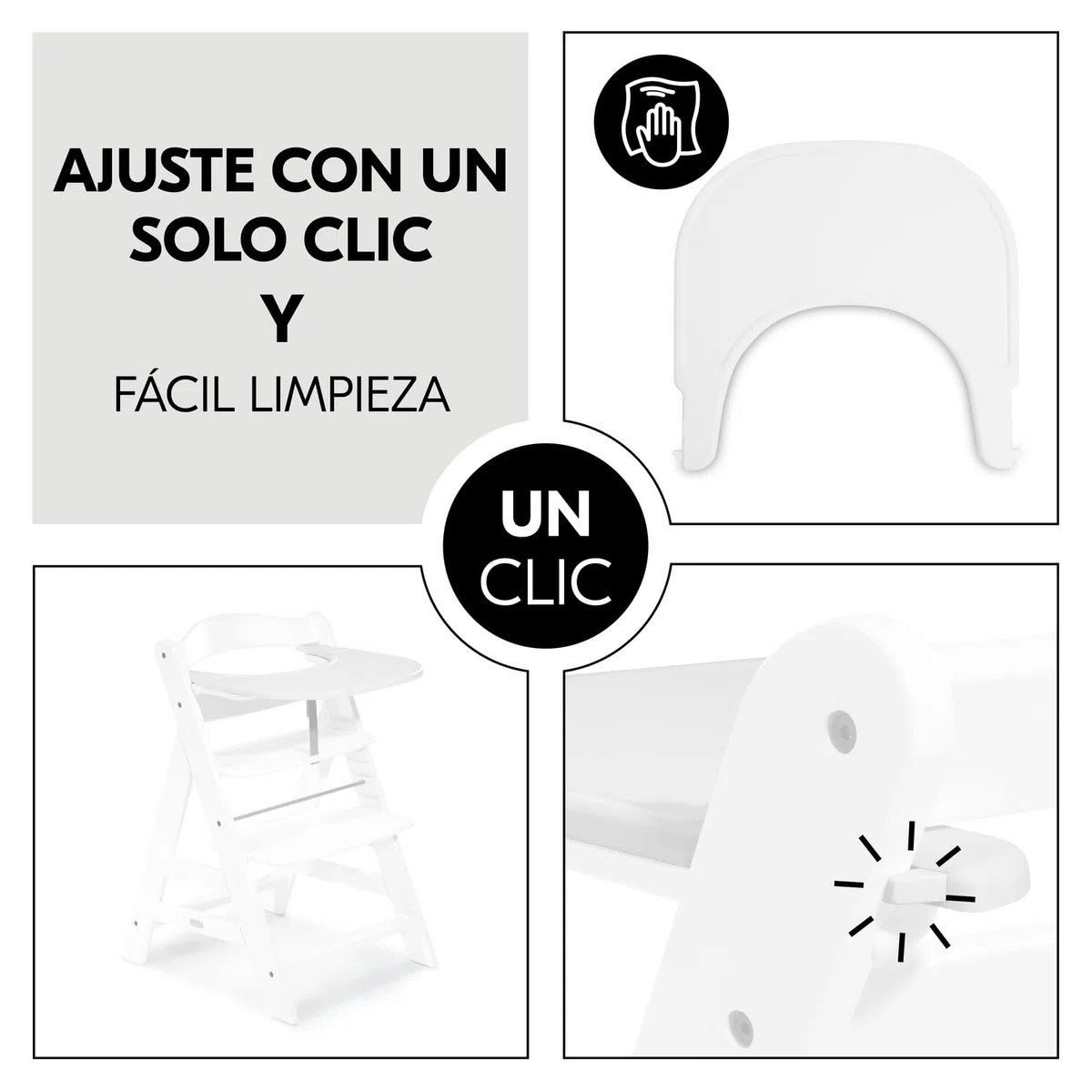 hauck Click Tray Bandeja para Trona Bebé Evolutiva Alpha Plus | Accesorio de Plástico Reciclado GRS para Tronas hauck - Instalación con un Clic sin Herramientas- Limpieza Fácil