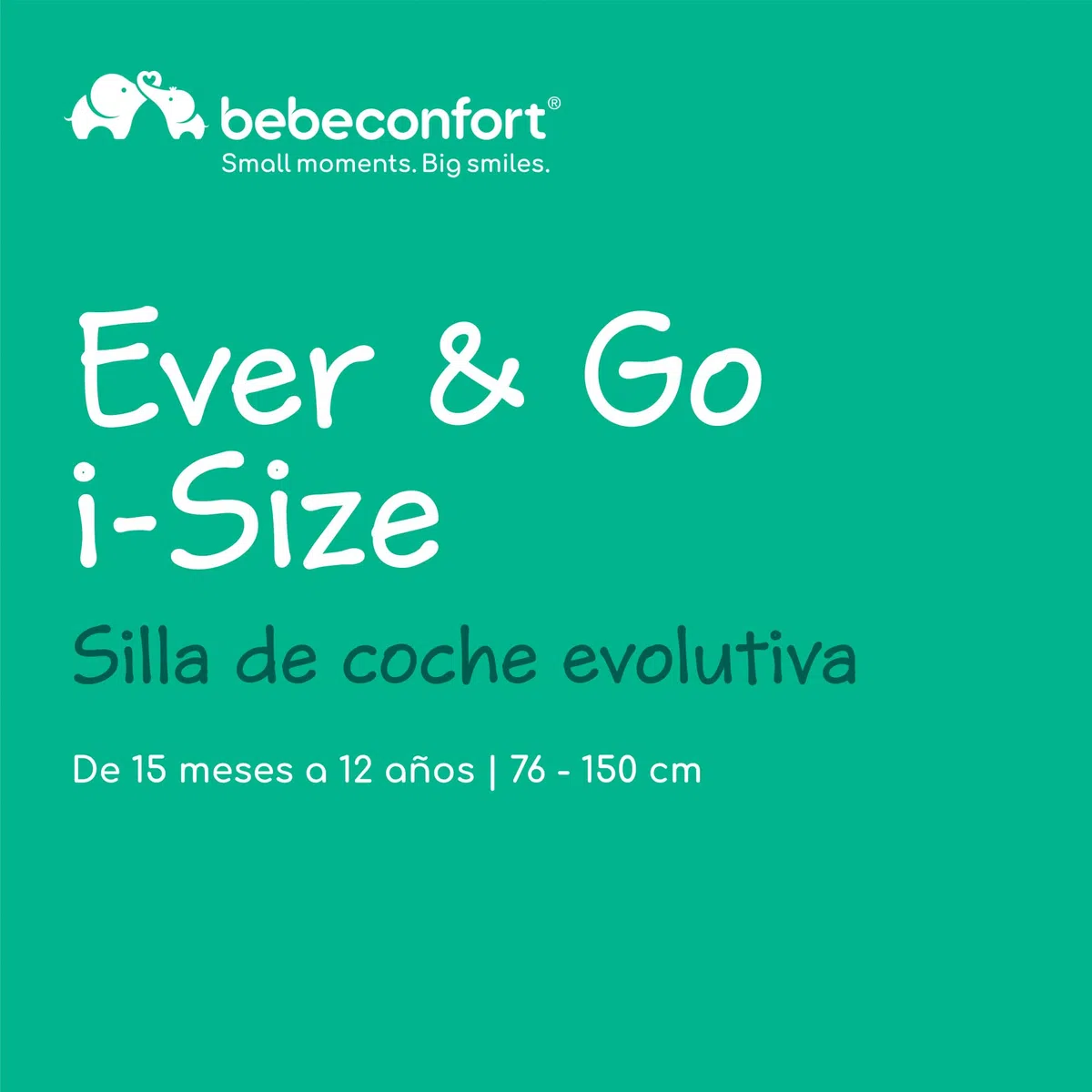 Bebeconfort Ever & Go i-Size, Silla Coche Evolutiva, 15 meses-12 años, 76-150 cm, Silla Coche Plegable de Viaje ISOFIX, Compacta y Ligera (5kg), 15 Posiciones Reposacabezas, Full Black