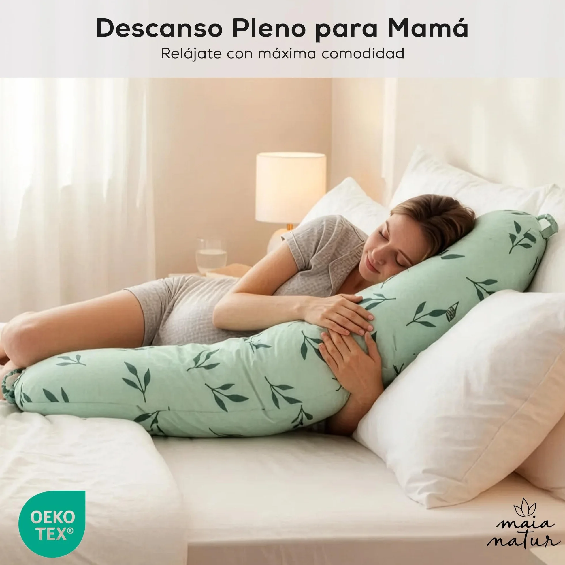 Cojín Embarazada y Almohada para Embarazadas XXL 180 cm – Soporte Firme Que no se Hunde – Cojín de Lactancia Ergonómico – Certificado Oeko-Tex