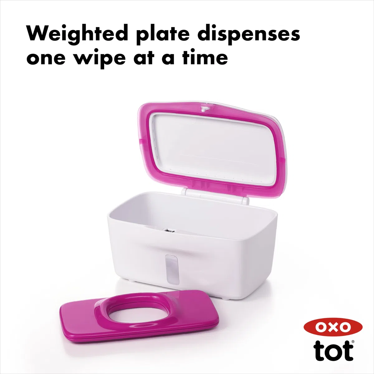 OXO Tot Dispensador de toallitas para Tirar, plástico, Silicona, Color Rosa