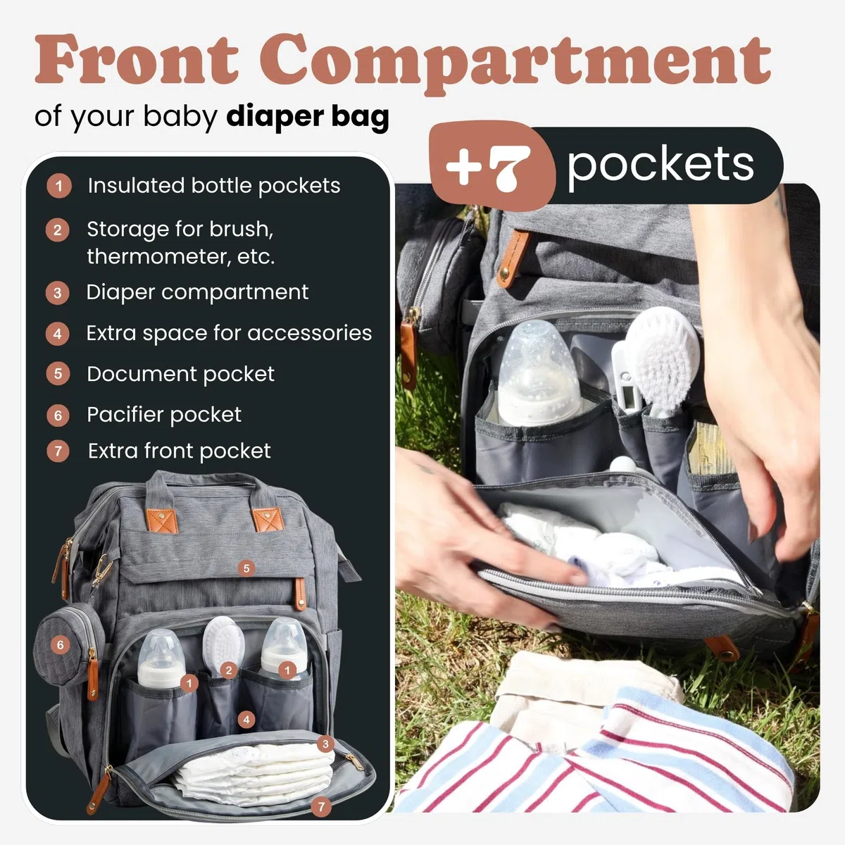 Mochila Bebe Pañalera con Cambiador Portátil - Mochila Carro Bebé Impermeable Gran Capacidad