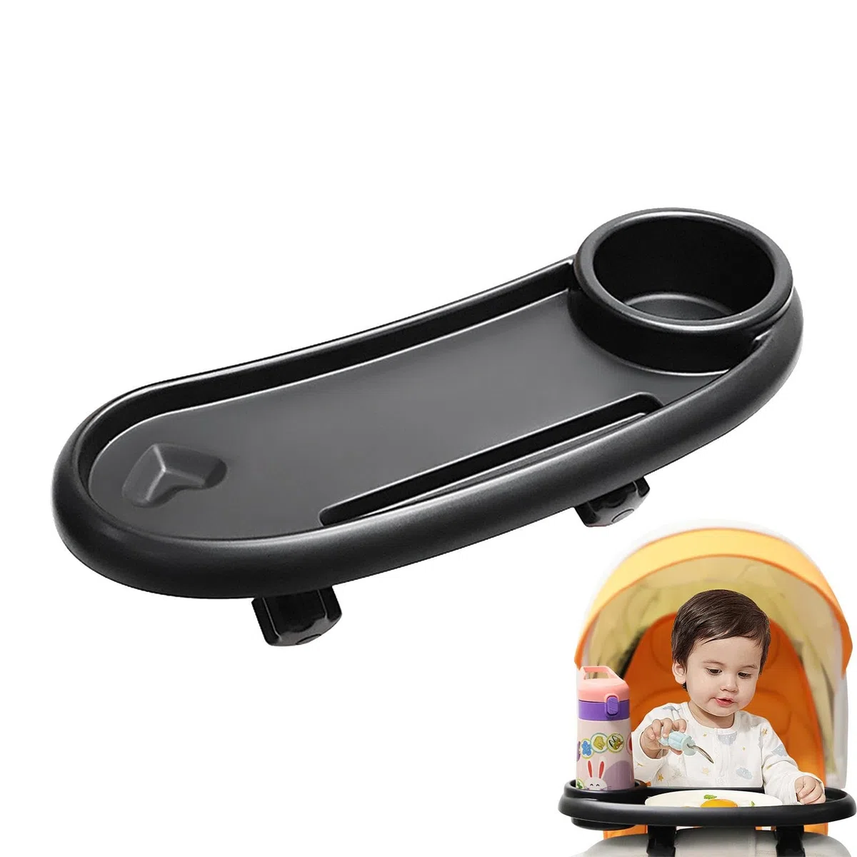 Snack Tray, ABS Pram Baby Tray with Cup Holder, Detachable Stroller Snack Tray with Phone Holder, Baby Tray For Stroller Stroller Tray with Cup Holder