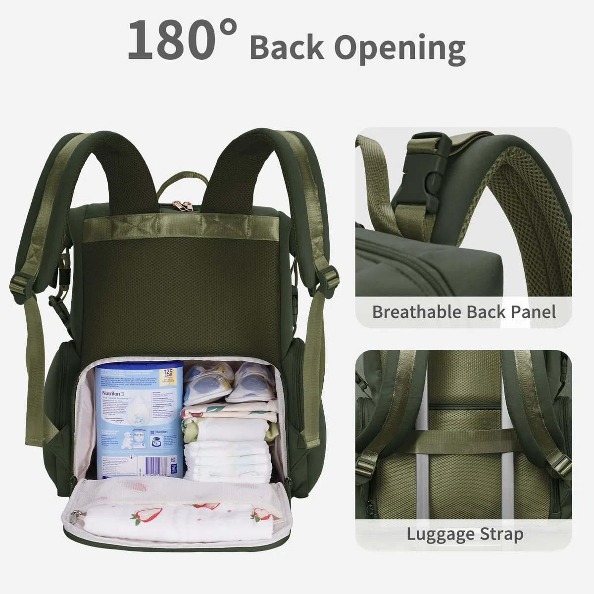 CEI-CEI Mochila Cambiador Bebé Pañalera Impermeable de Neopreno Grande con Bolsillo Térmico Mochila Carro Bebé para Viajes Incluye Cambiador Portátil