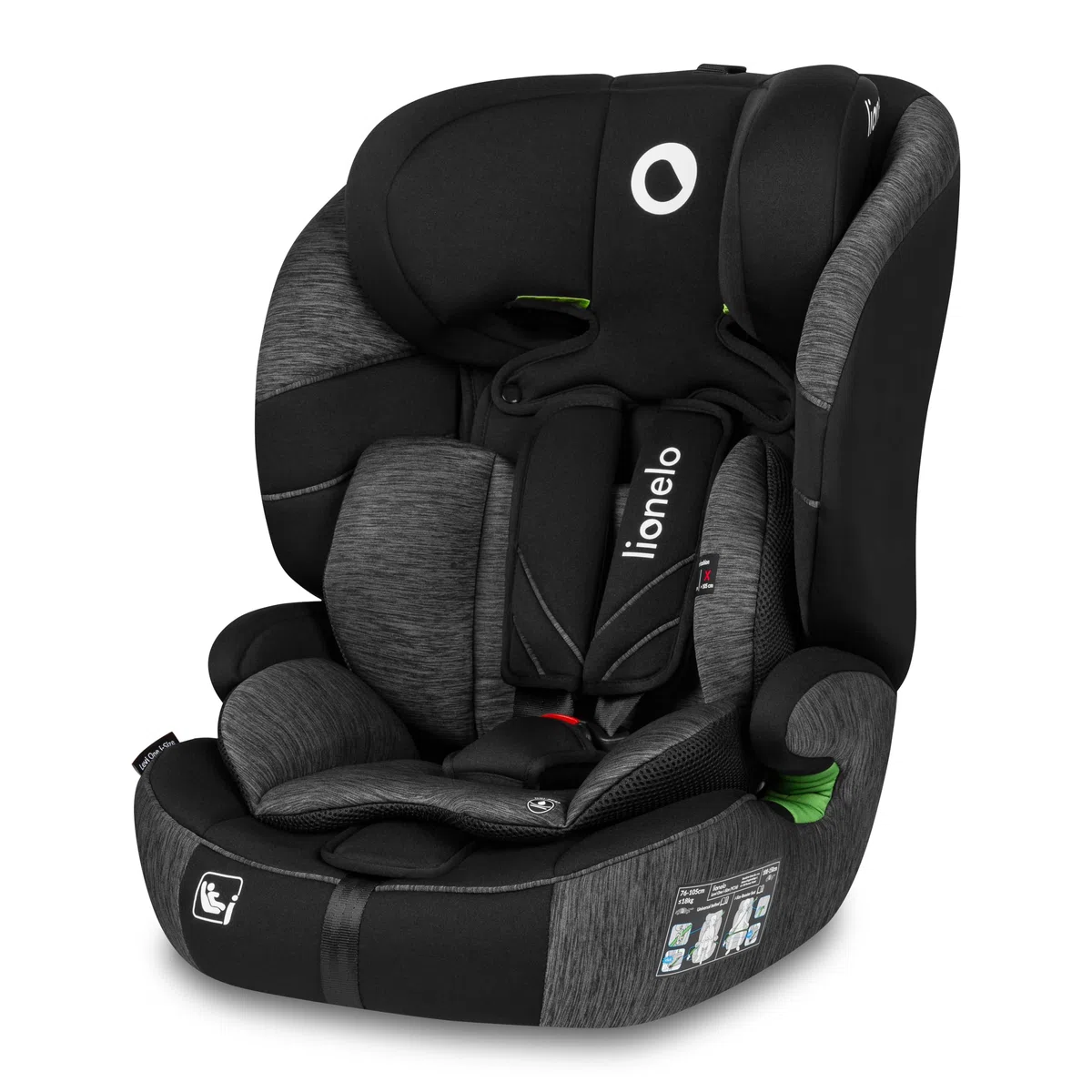 LIONELO LEVI ONE I-SIZE Silla infantil de coche 76-150 cm, Grupo 1 2 3, Protección Lateral, Reposacabezas ajustable de 10 etapas, Reposabrazos Cómodos, Respaldo Extraíble, R129 i-Size