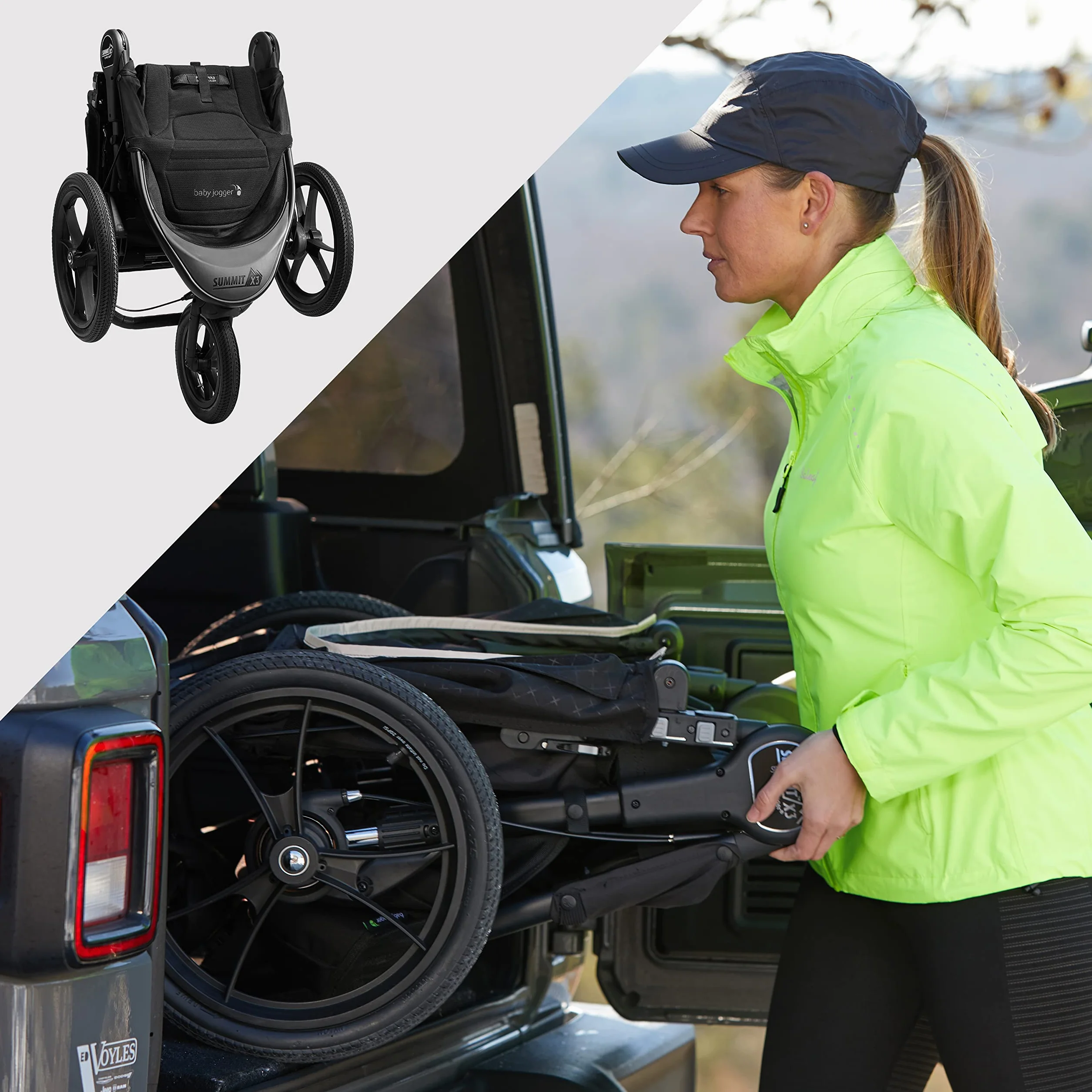 Baby Jogger Summit X3 Midnight Black - Cochecito para runnig plegable de 3 ruedas, con freno de mano, color negro