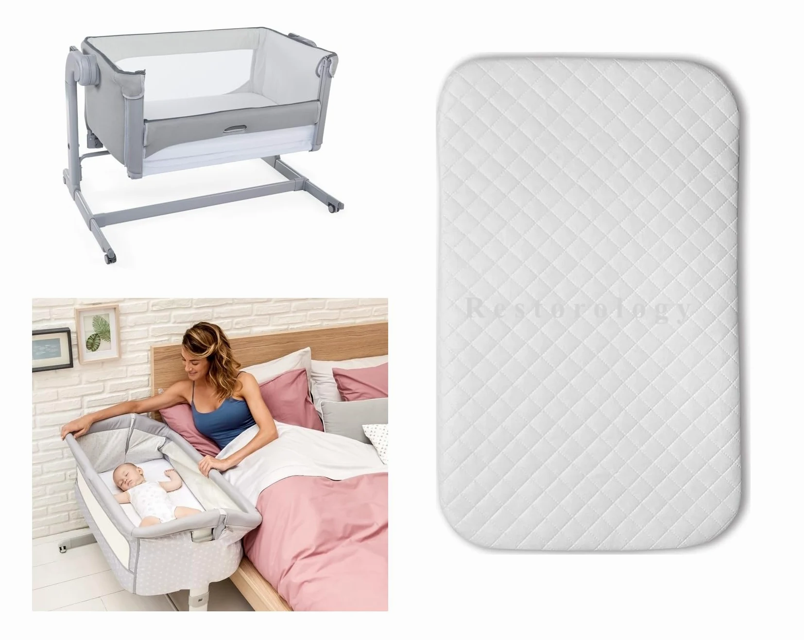 Next2Me - Colchón de espuma compatible con Chicco Next to Me para cuna infantil, lavable a máquina, hipoalergénico, transpirable, acolchado con cremallera, 83 x 50 x 5 cm, fabricado en Reino Unido