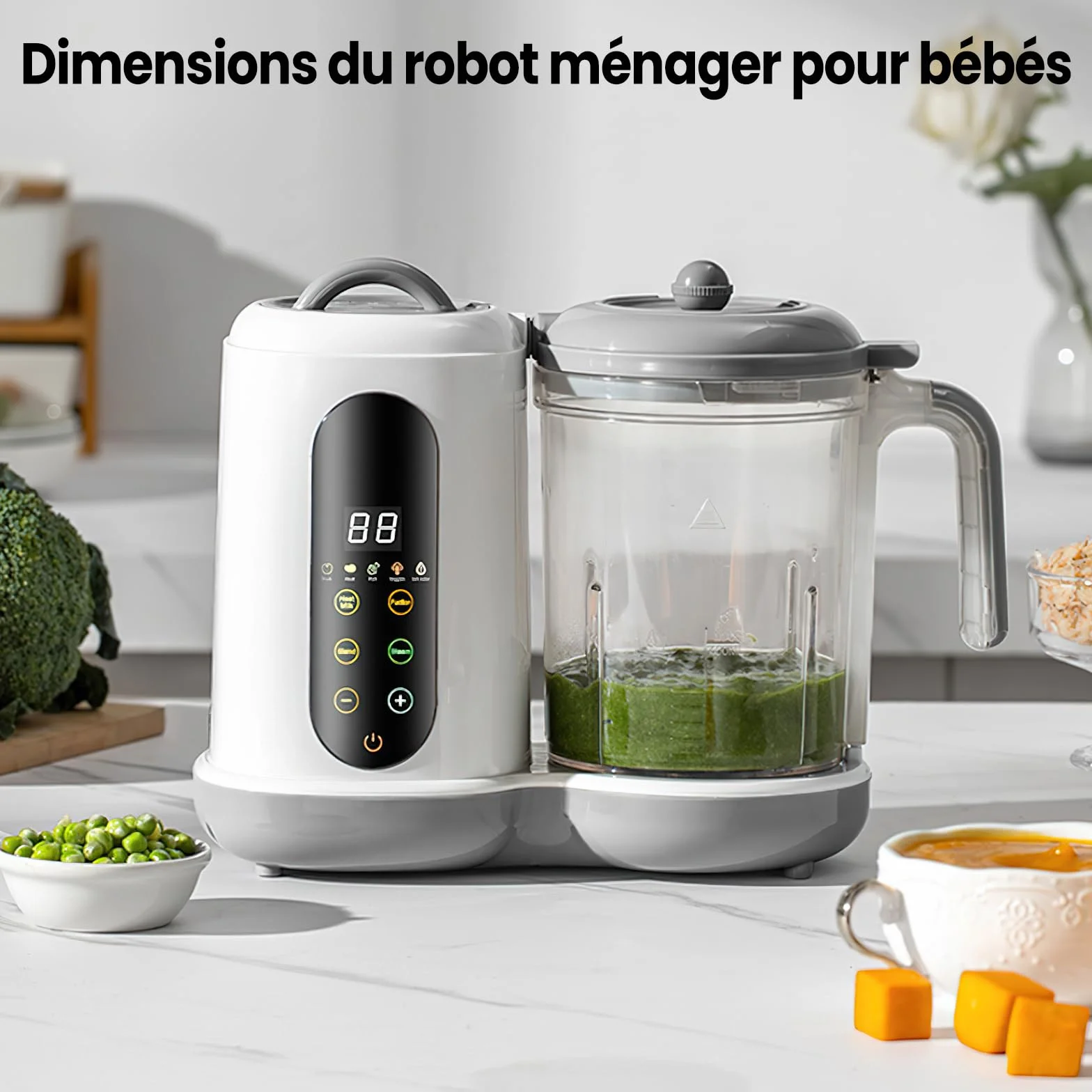 Robot de cocina para beber, cocina de vapor, batidora, gran capacidad 400 ml, pequeñas macetas para bebé hechos en casa, licuadora de bebida, limpieza automática, pantalla táctil, para mezclar y