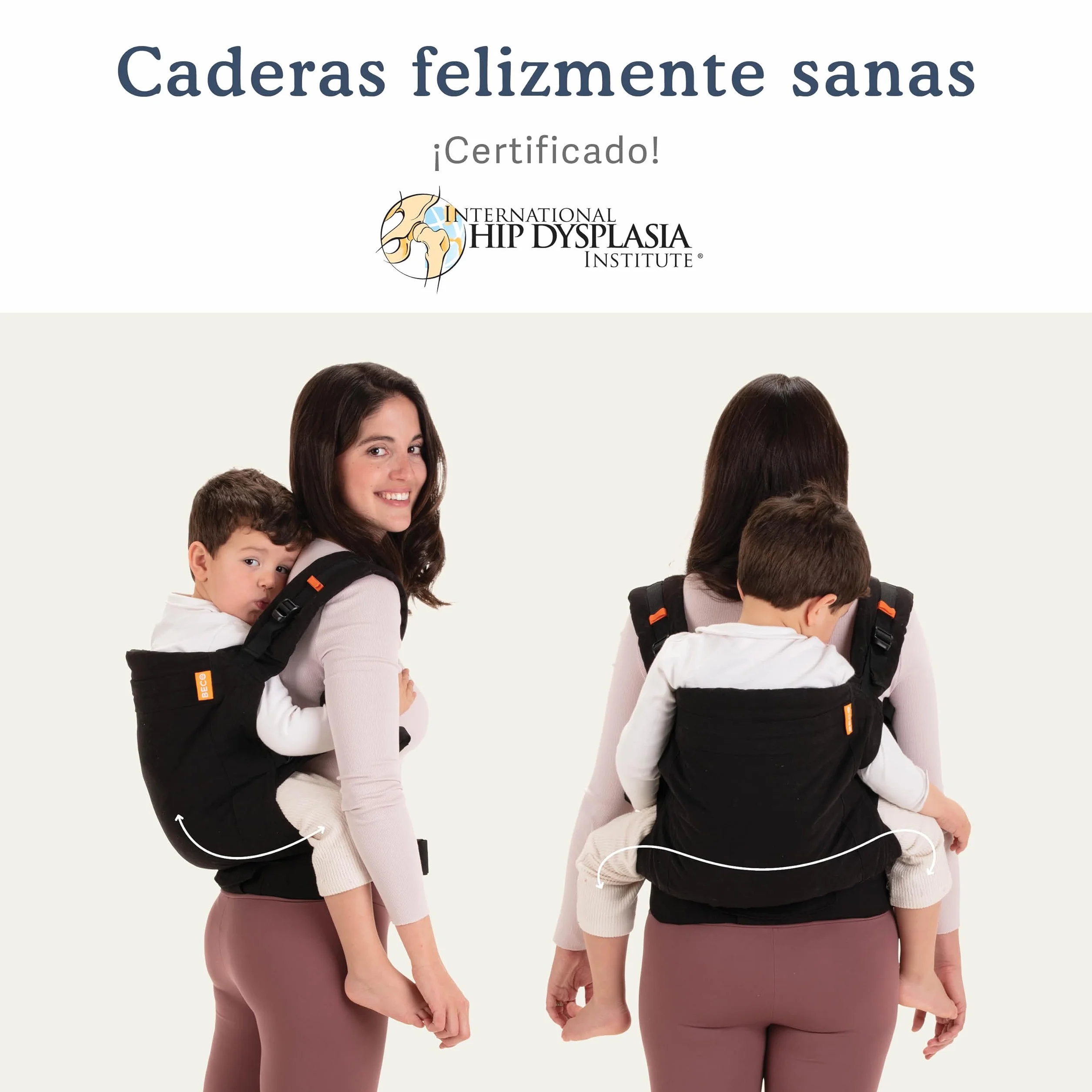 Beco Mochila porteo para niños asiento extra ancho 100% algodón liviana respirable espalda frente 9-27 kilos Negro
