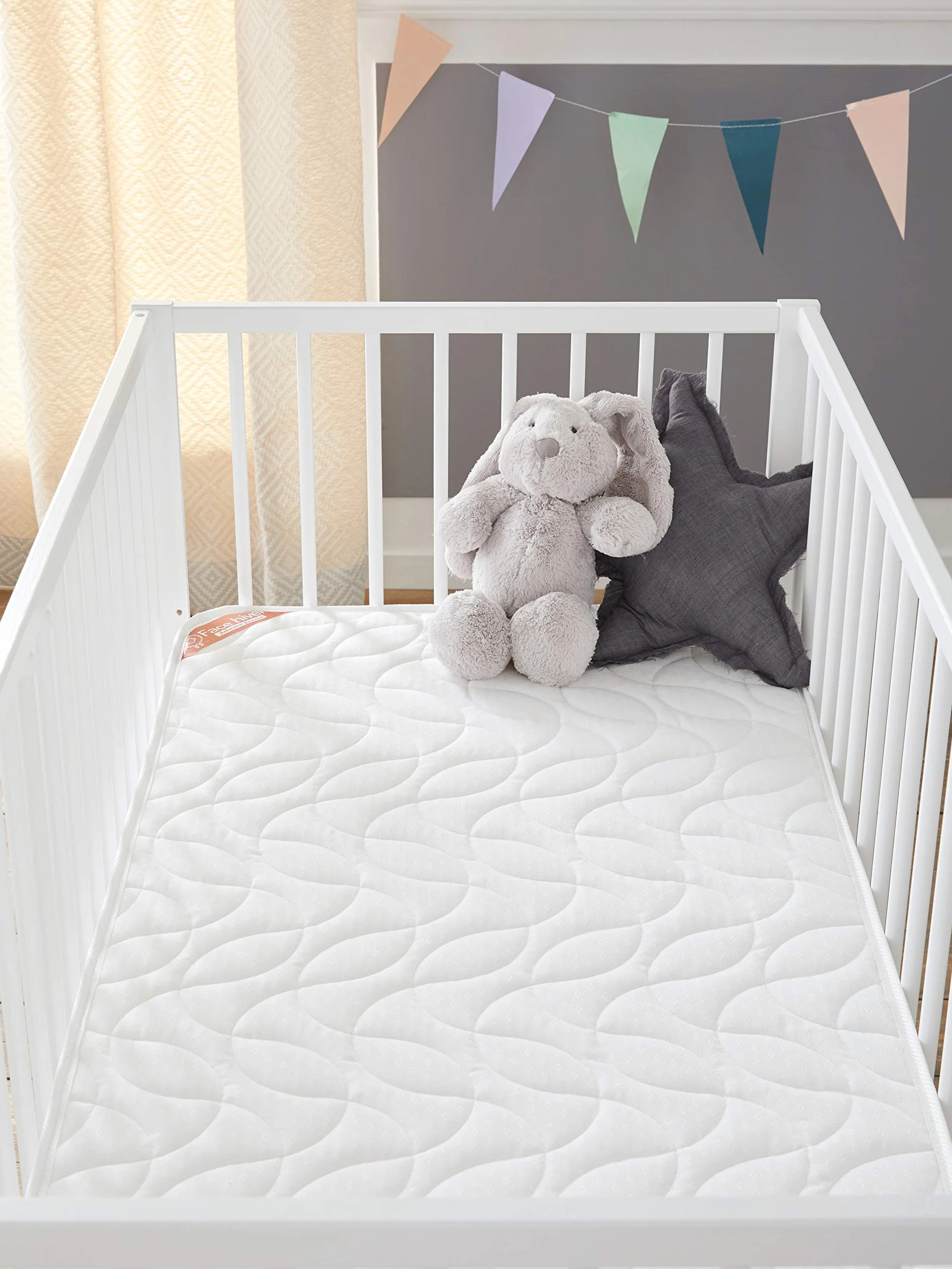 Babysom - Colchón Cuna Bebé Doble cara - 60x120 cm - Verano/Invierno - Altura 14 cm - Antiácaros - Antiasfixia - Transpirable - Reglaje Térmico