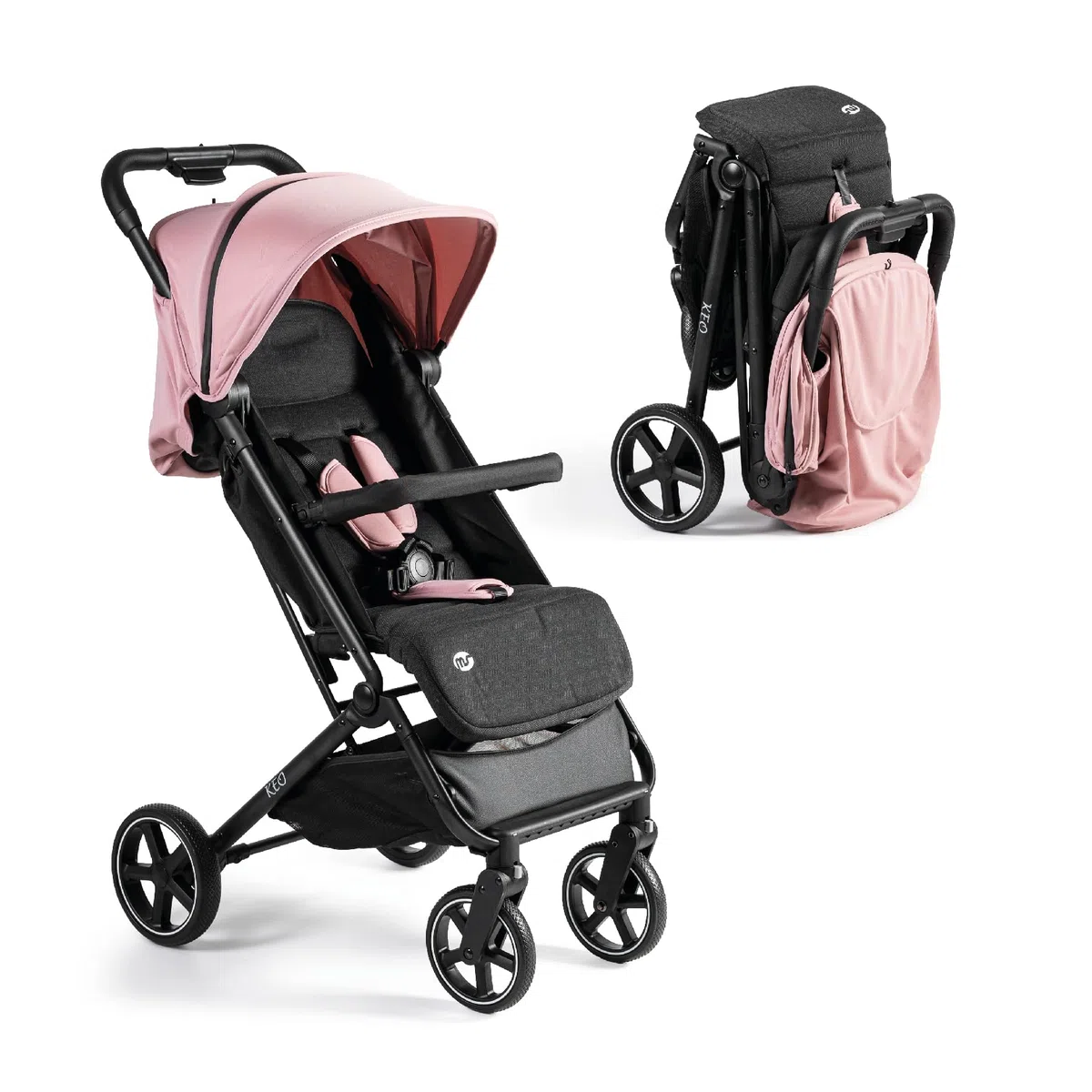MS BabyWorld – Keo – Silla de paseo ligera hasta 22 kg | Capota extensible | Plegado tipo libro | Ultraligera y compacta | Ruedas grandes (Rosa)