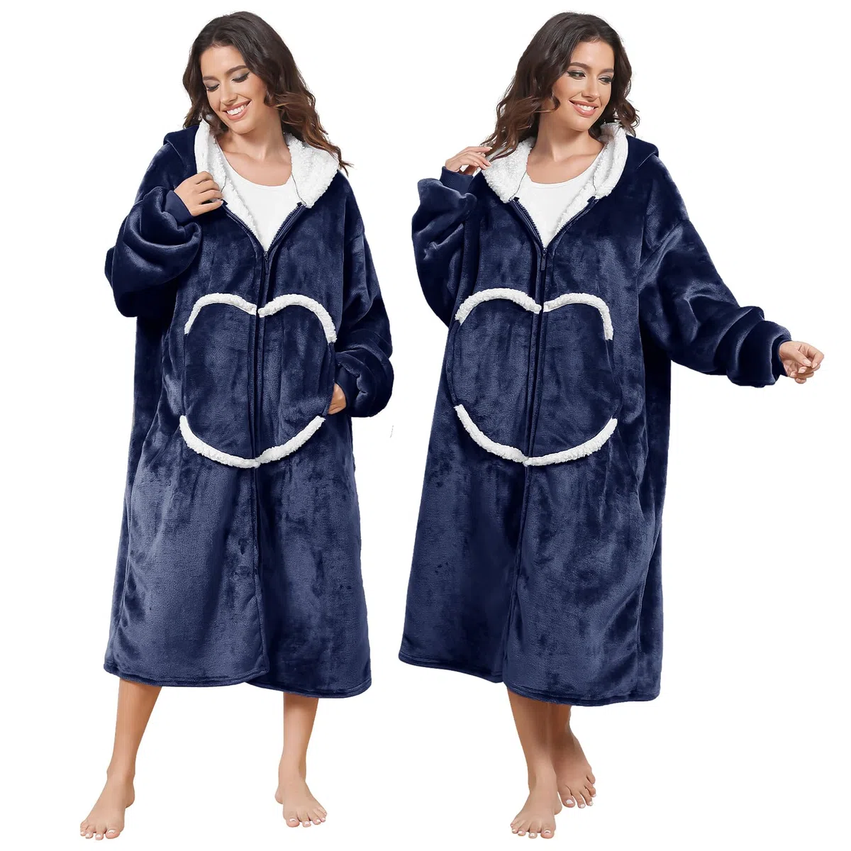 Wearab - Manta con capucha de gran tamaño, acogedora manta de franela con mangas y cremallera para mujeres, hombres y adolescentes (80 x 120 cm)