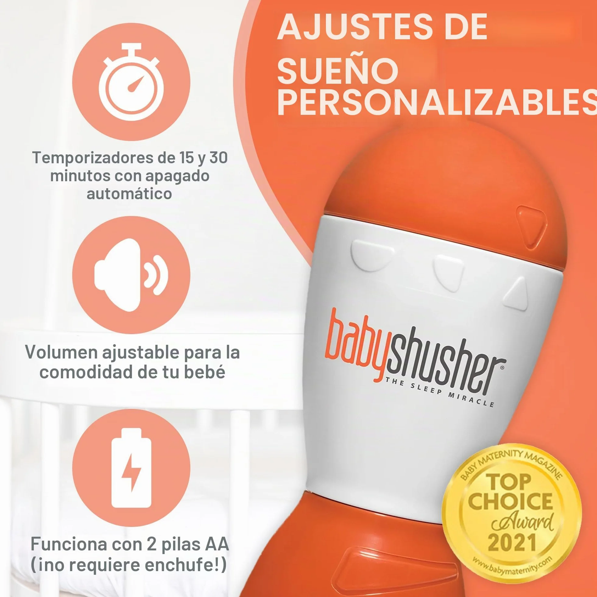 Baby Shusher Máquina de Sonido Calmante Shhh para Bebés Portátil Temporizador Ajustable Libre de BPA