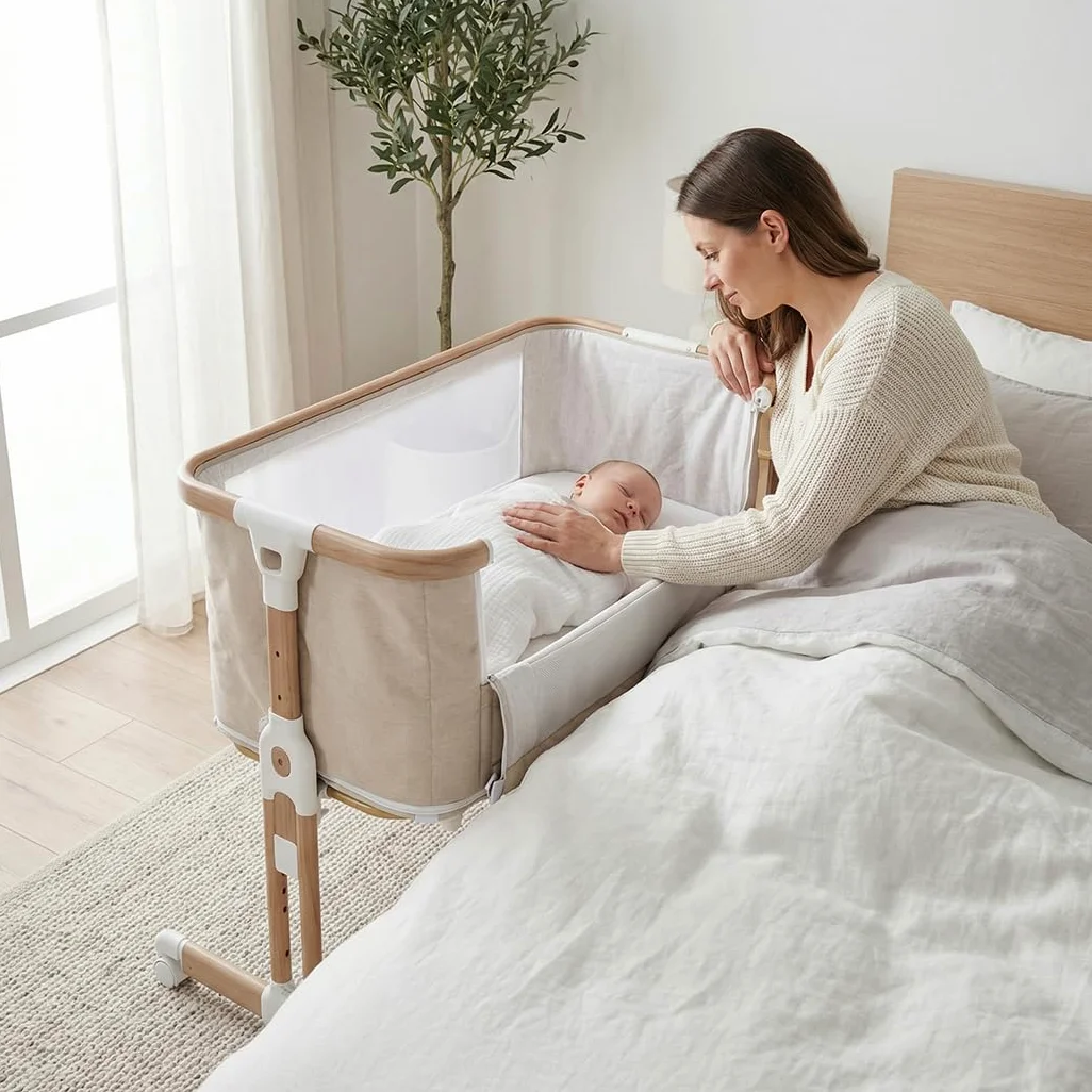 bebe2luxe Leo 3 en 1 – Cuna colecho Regulable en Altura, Cama de bebé Segura y Parque Infantil Modular, Desde Nacimiento hasta 36 Meses – Gris