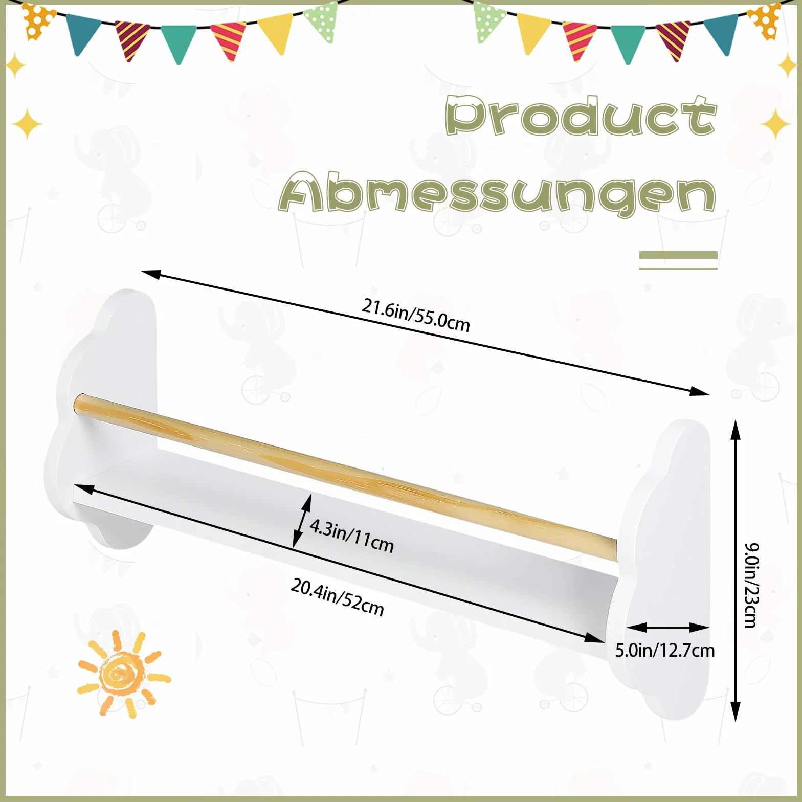 WOLTU Estanterias de Pared para Libros Infantiles, Juego de 3 Estantes Montados en Pared, Encantadora Forma Nube, Librerias Montessori para Habitación Infantil y Jardin Infancia, Blanco