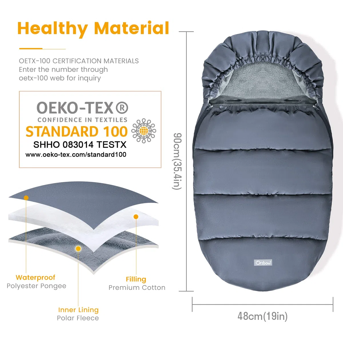 Orzbow Saco Silla Paseo Universal Invierno, Saco Carro Bebe Invierno Saco Carrito Bebe universal con Cremallera, Pile Coral, Impermeable y Detachable, Lavabile in Lavatrice, Gris