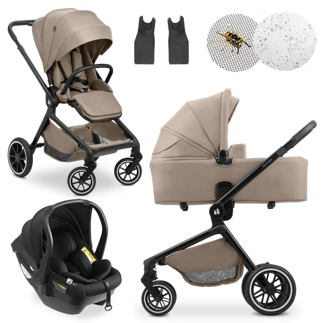 hauck Move N Care Carrito Bebé 3 en 1 con Silla de Coche Drive N Care - Capazo y Asiento Reversible – Cochecito para Recién Nacidos hasta 22 kg - Suspensión – Moca