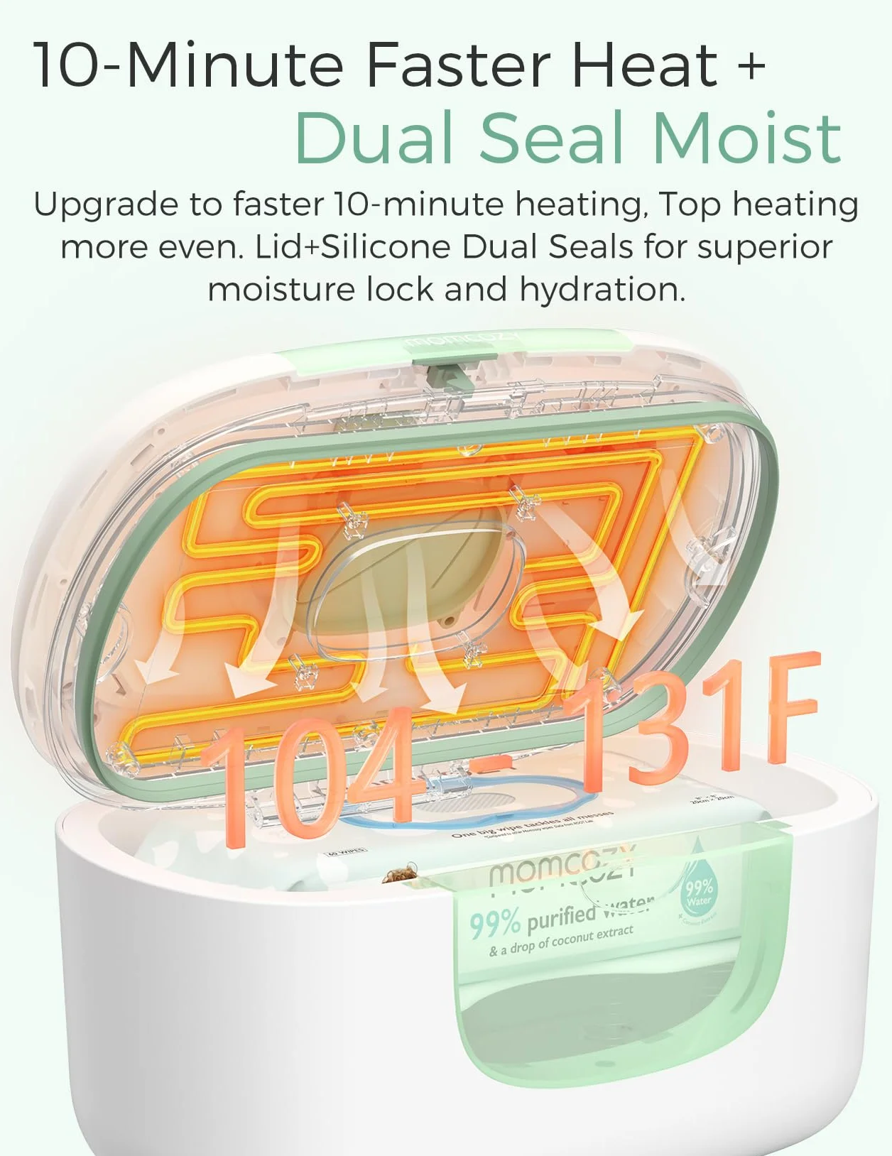 Momcozy Calentador de toallitas para bebé, dispensador de toallitas de mayor capacidad, calentamiento rápido de 10 minutos con 4 modos de temperatura, innovador diseño de resorte, silicona y sellos
