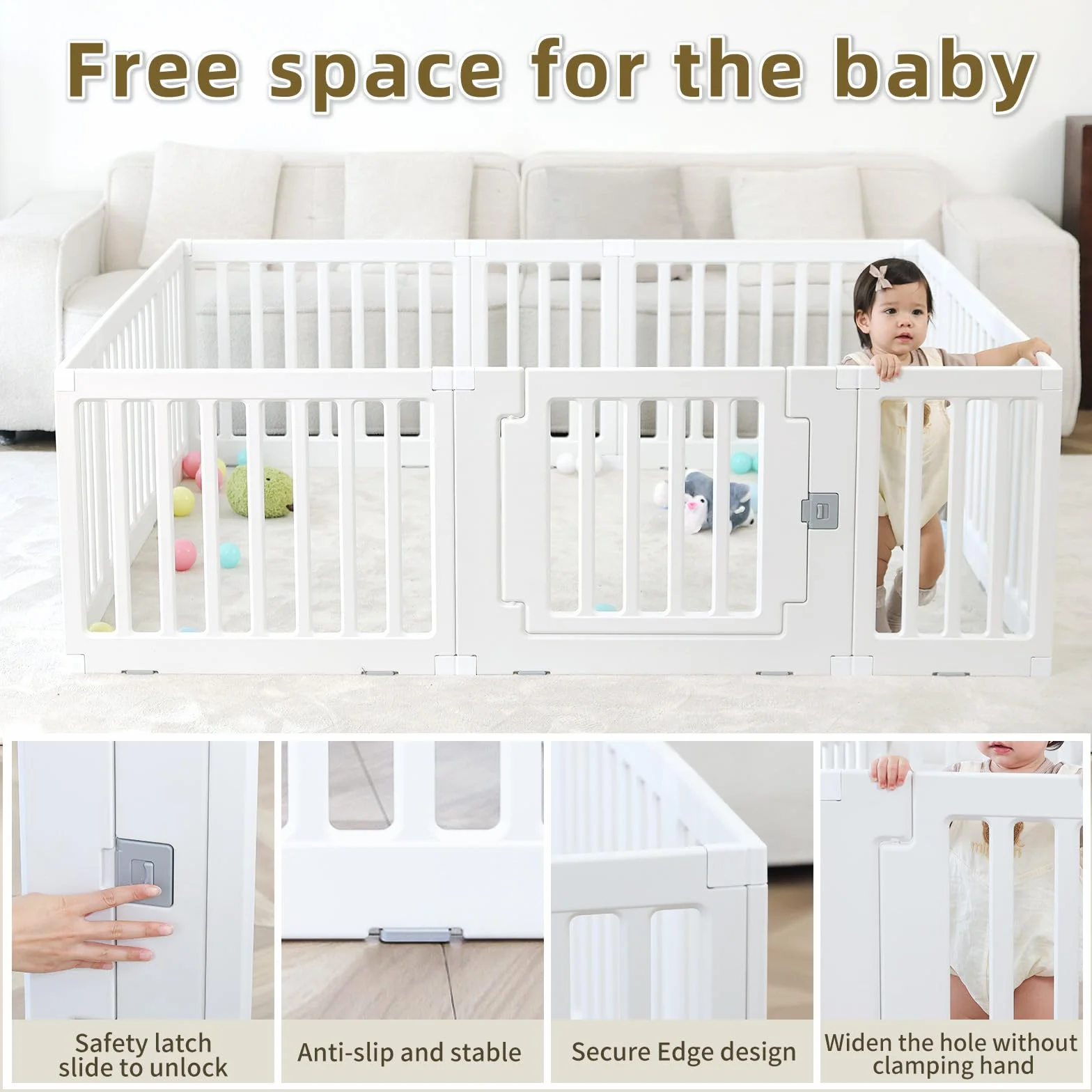 Gupamiga Parque Infantil Bebe 150 x 180 cm, Corralito para Niños y Niñas, Parque de Juegos para Bebe PLP-WL071-12