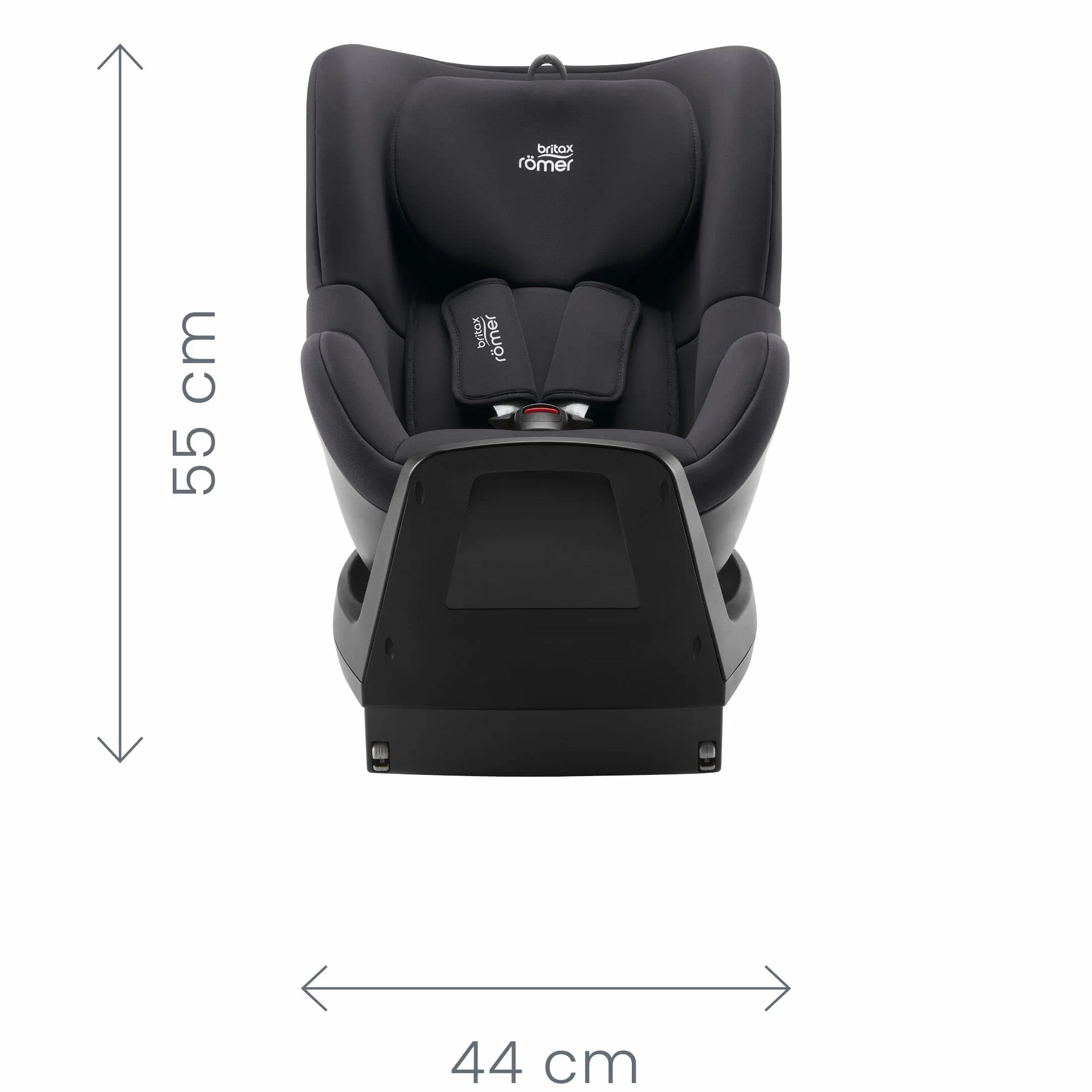 BRITAX RÖMER Silla de coche DUALFIX PLUS Giro de 360°, con reductor para recién nacidos y ISOFIX, niños de 40-105 cm (i-Size), de nacimiento hasta los 4 años, Space Black