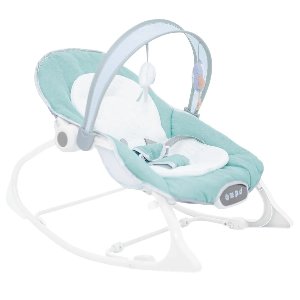 Olmitos- Hamaca multifunción para bebés - Hamaquita 2 en 1 con balancín Mecedora de 0 a 18 kg - vibración y Sonido - Incluye Arco de Juguetes (Menta)