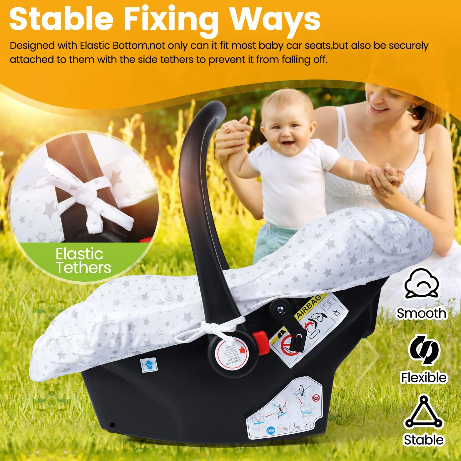 Orzbow Funda Silla Coche Bebe Universal, Transpirable Cubre Grupo 0/0+ Universal, Lavable a Máquina, 100% Algodón Puro