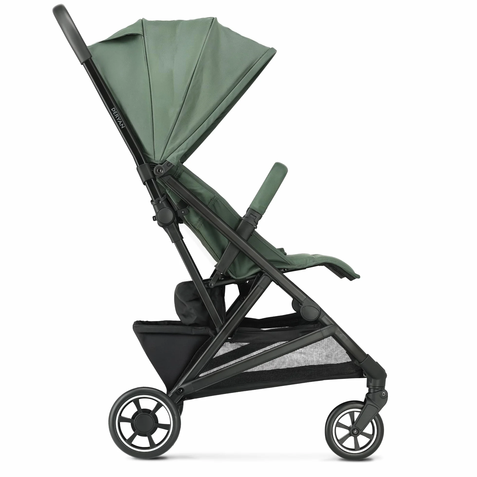 Deryan Easy Silla de Paseo Ligera, 0-4 años, 0-22 kg, Correa de Transporte, Silla Paseo Compacta, 3 Reclinaciones, Reclinación Total, Plegado Automático, Bandolera - Verde