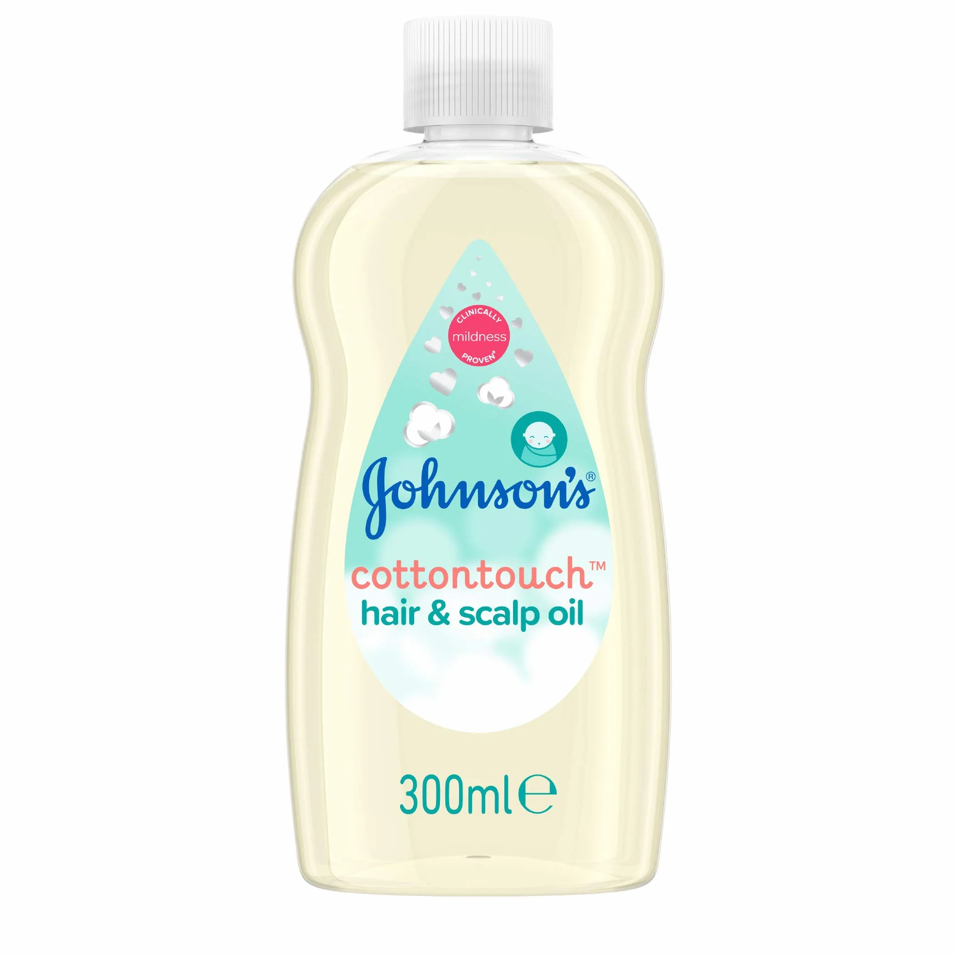 JOHNSON'S Baby Cottontouch - Aceite para el cabello y el cuero cabelludo (300 ml), mezclado con algodón real