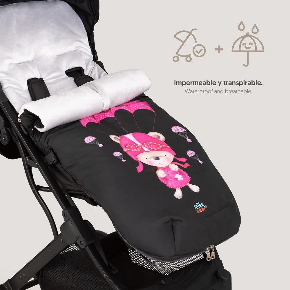 Saco Silla Paseo Universal Interbaby | Saco Bebe Invierno Suave, Cálido, Afelpado | Saco Carro Bebe Invierno Desmontable, Doble Apertura, Lavado Fácil, Materiales Antialérgicos