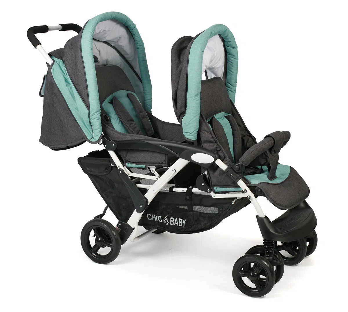 CHIC 4 BABY - Cochecito Doble Con Bolsa de Transporte y Protección Contra la Lluvia, Para Dos Niños, Gemelo, Tándem, de Bebé